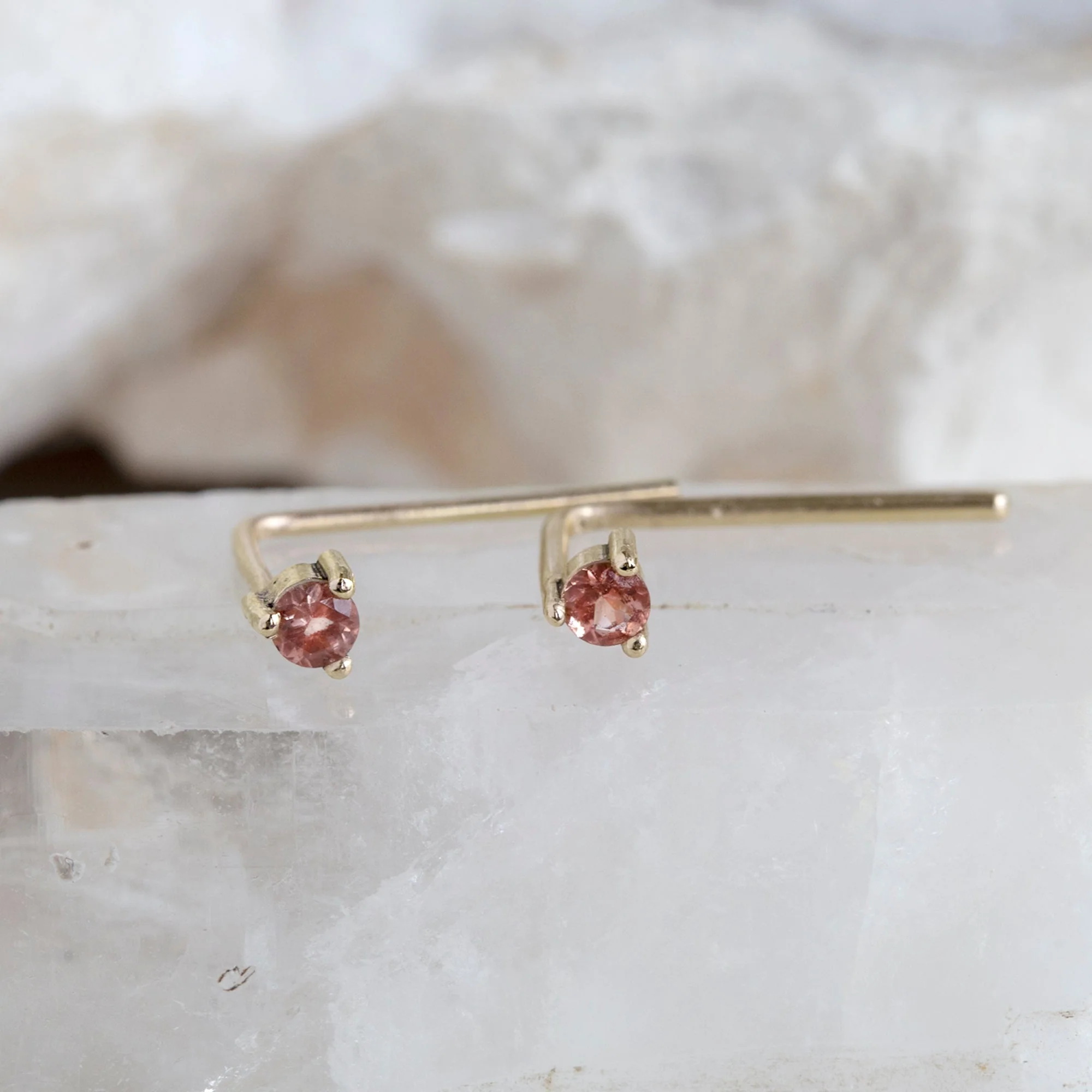 The Sunstone Staple Thread Earrings | Yellow, Rose, White or Sterling Silver - Image 5