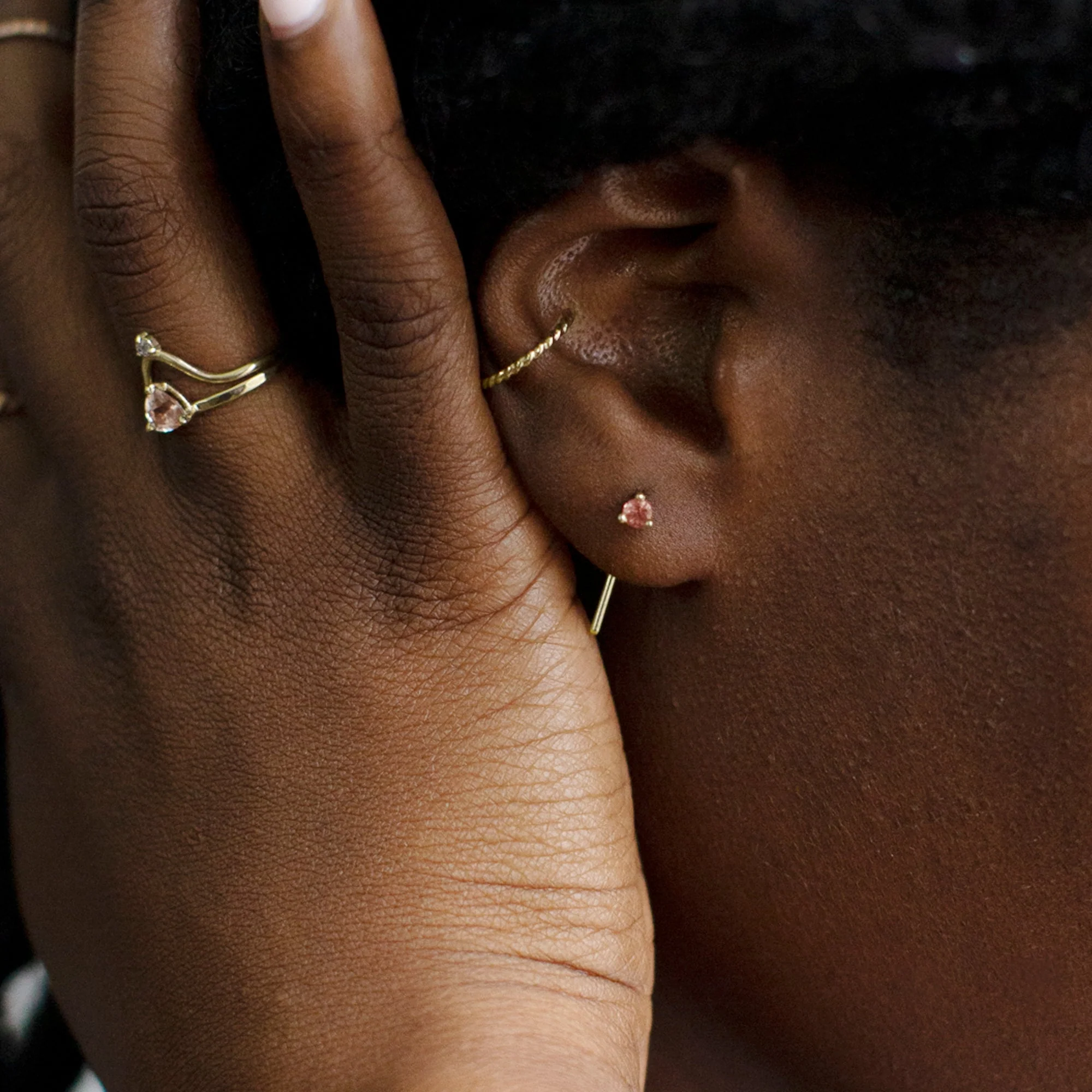 The Sunstone Staple Thread Earrings | Yellow, Rose, White or Sterling Silver - Image 6
