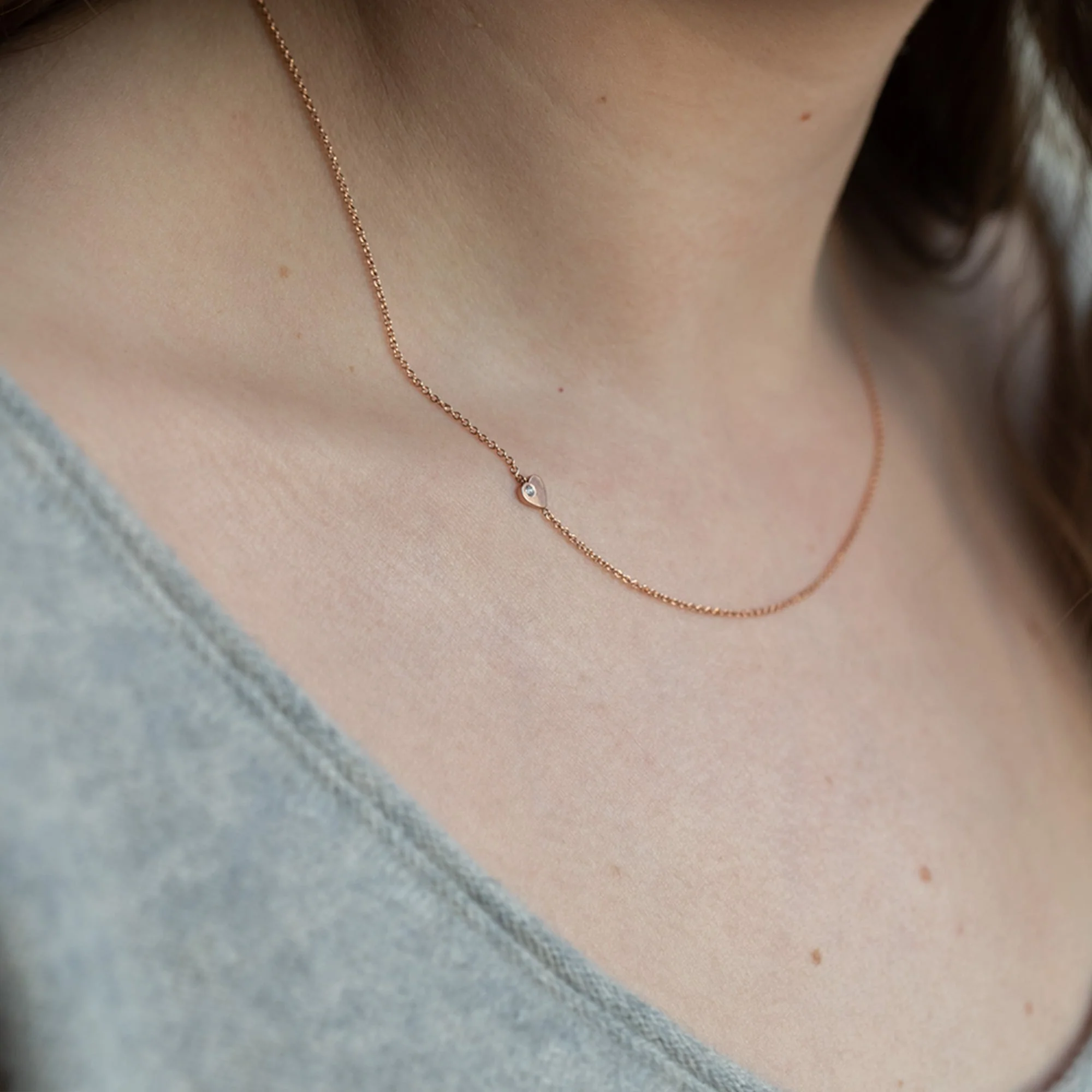 The Sweetheart White Diamond Necklace | Yellow, Rose or Sterling Silver - Image 2