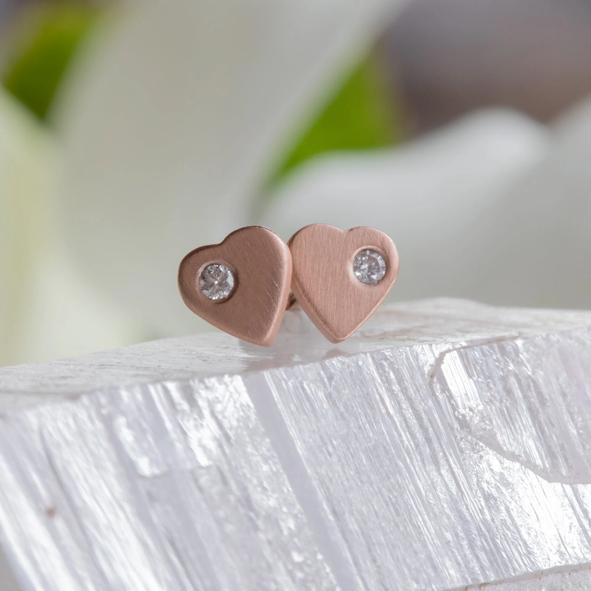 The Sweetheart White Diamond Stud Earrings | Yellow, Rose, White or Sterling Silver
