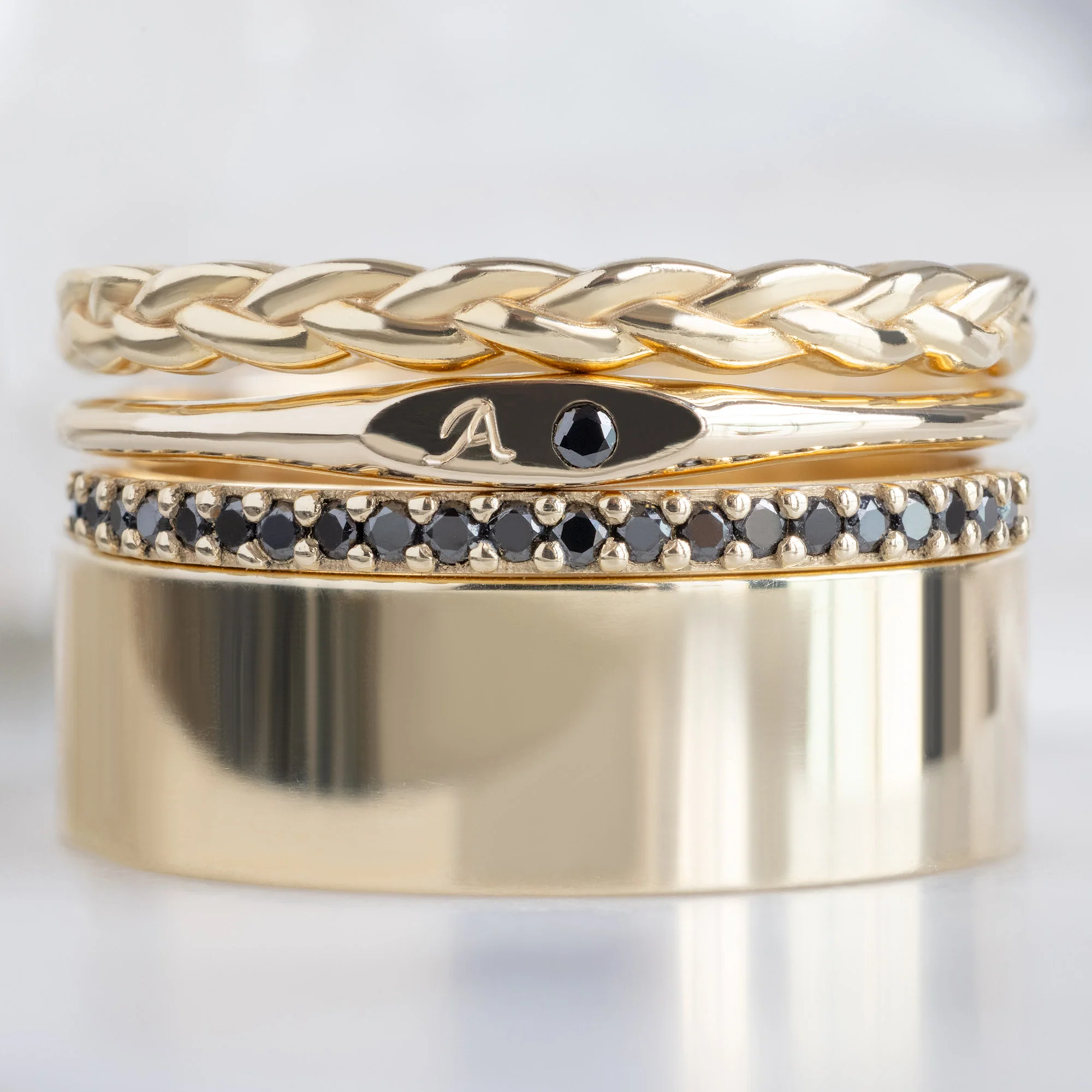 The Teensy Black Diamond Signet Ring | Yellow Gold - Image 3