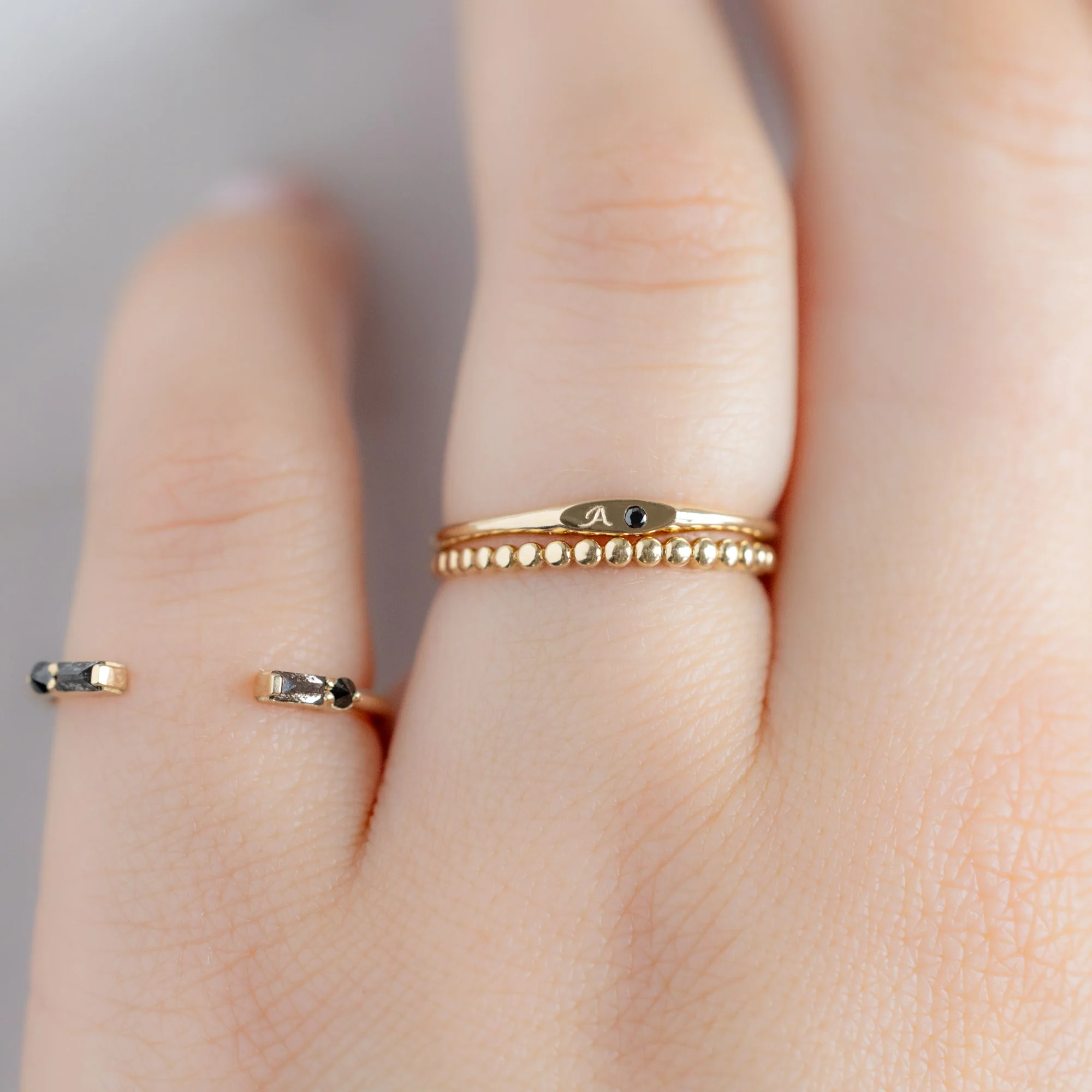 The Teensy Black Diamond Signet Ring | Yellow Gold - Image 4