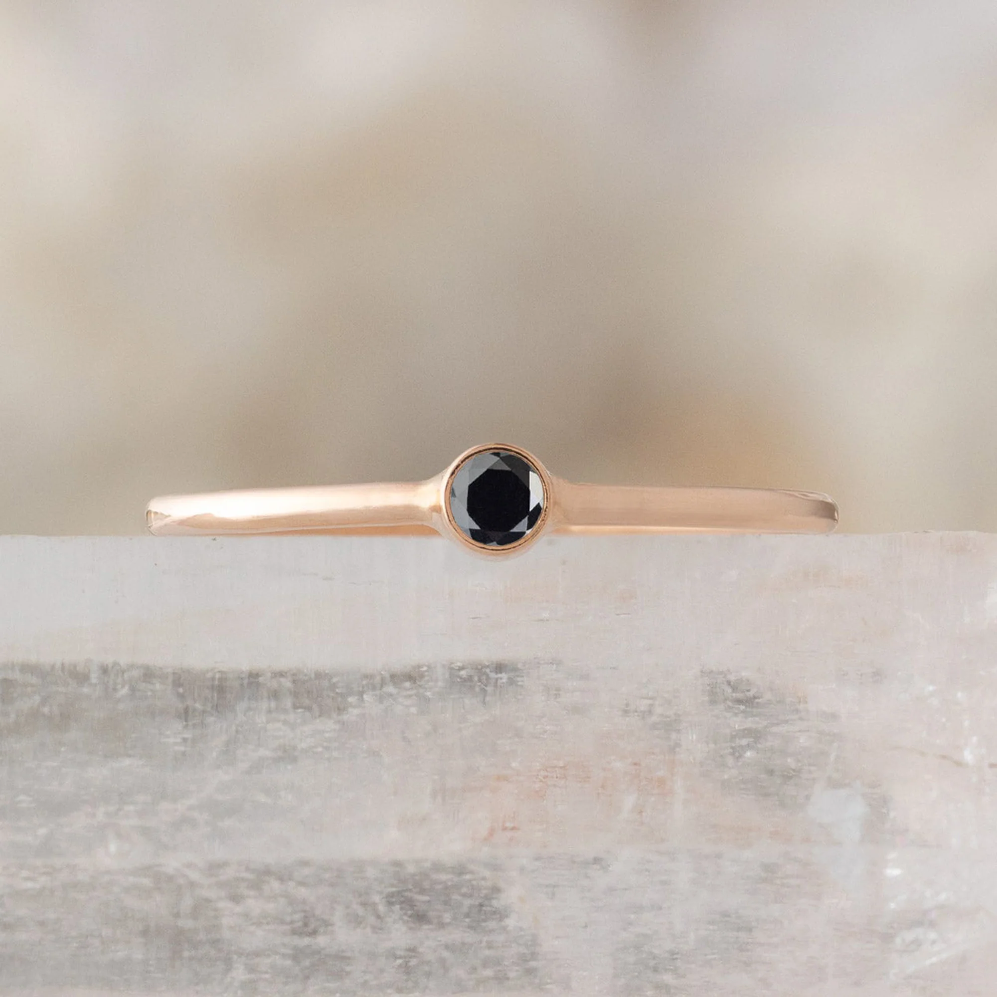 The Teensy Black Diamond Stacking Ring | Yellow, Rose or White Gold - Image 5