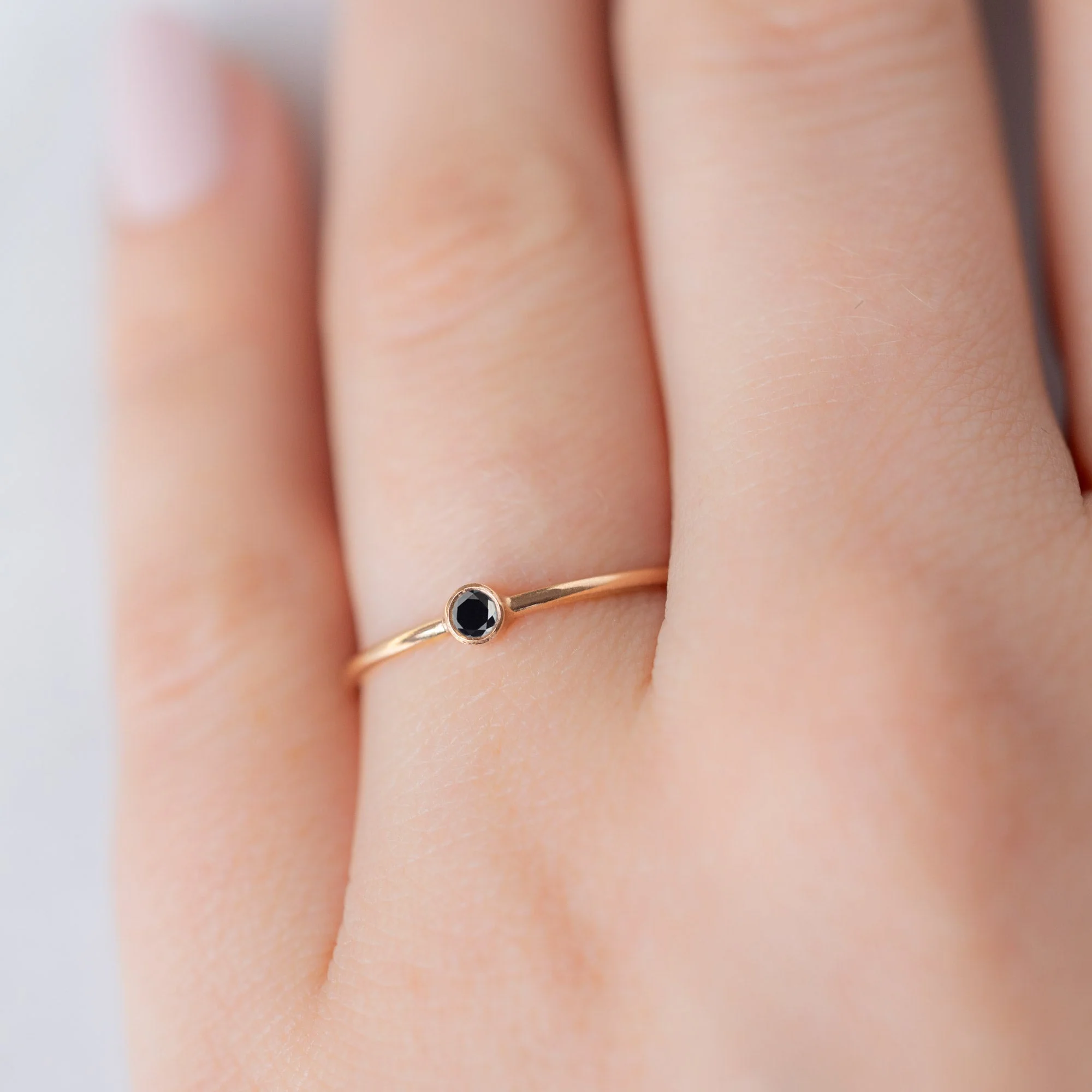 The Teensy Black Diamond Stacking Ring | Yellow, Rose or White Gold - Image 6