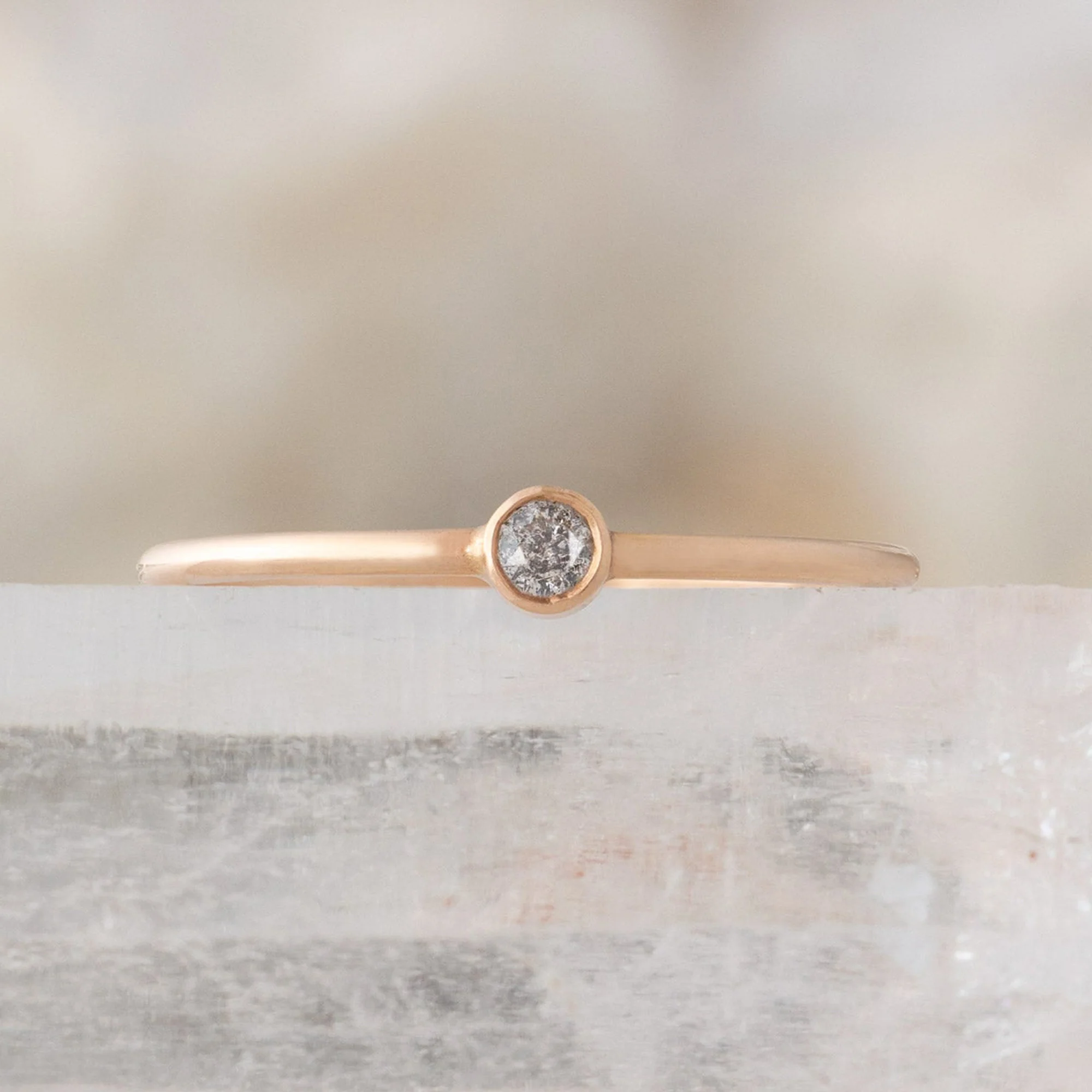 The Teensy Salt and Pepper Diamond Stacking Ring | Yellow, Rose or White Gold - Image 7
