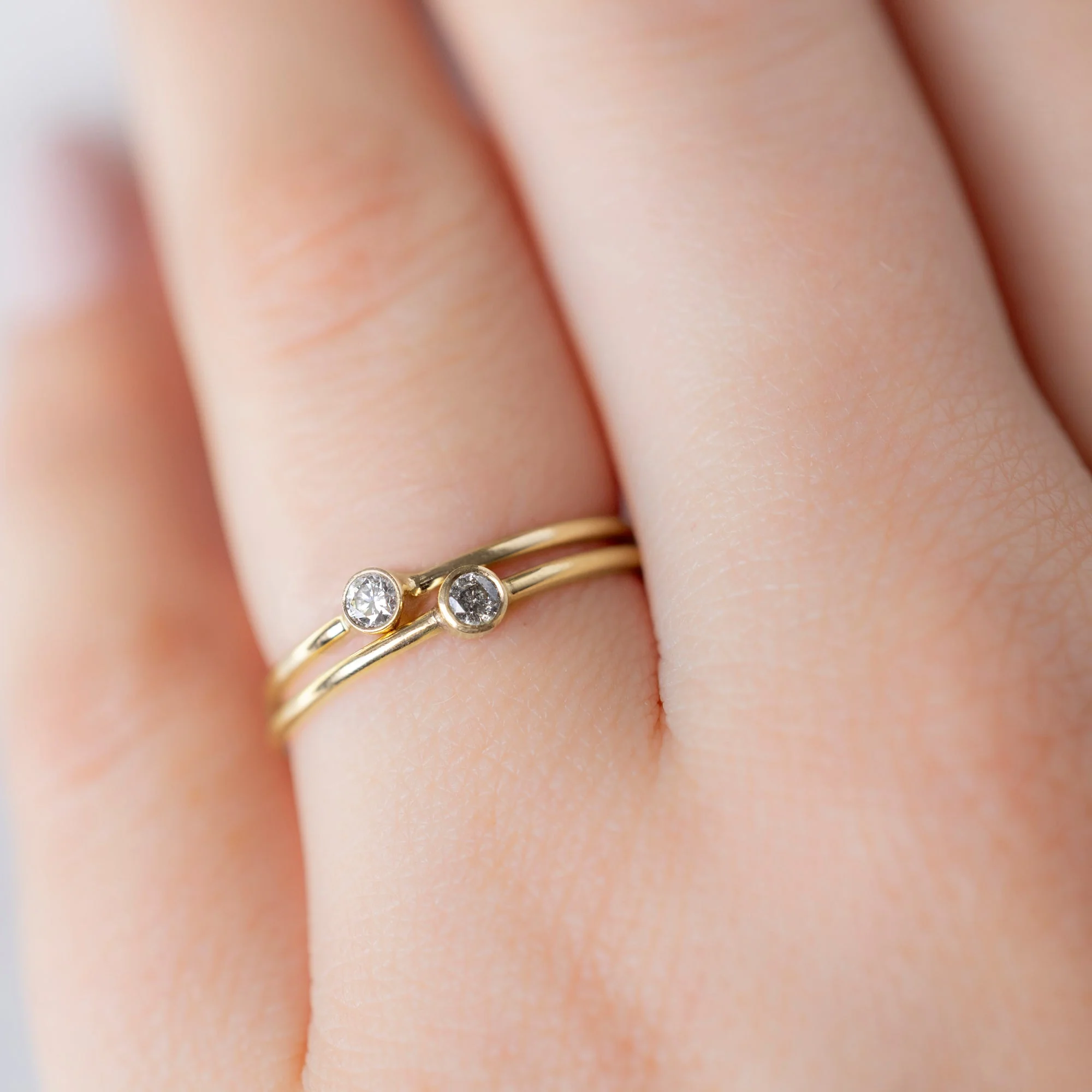 The Teensy White Diamond Stacking Ring | Yellow, Rose or White Gold - Image 3