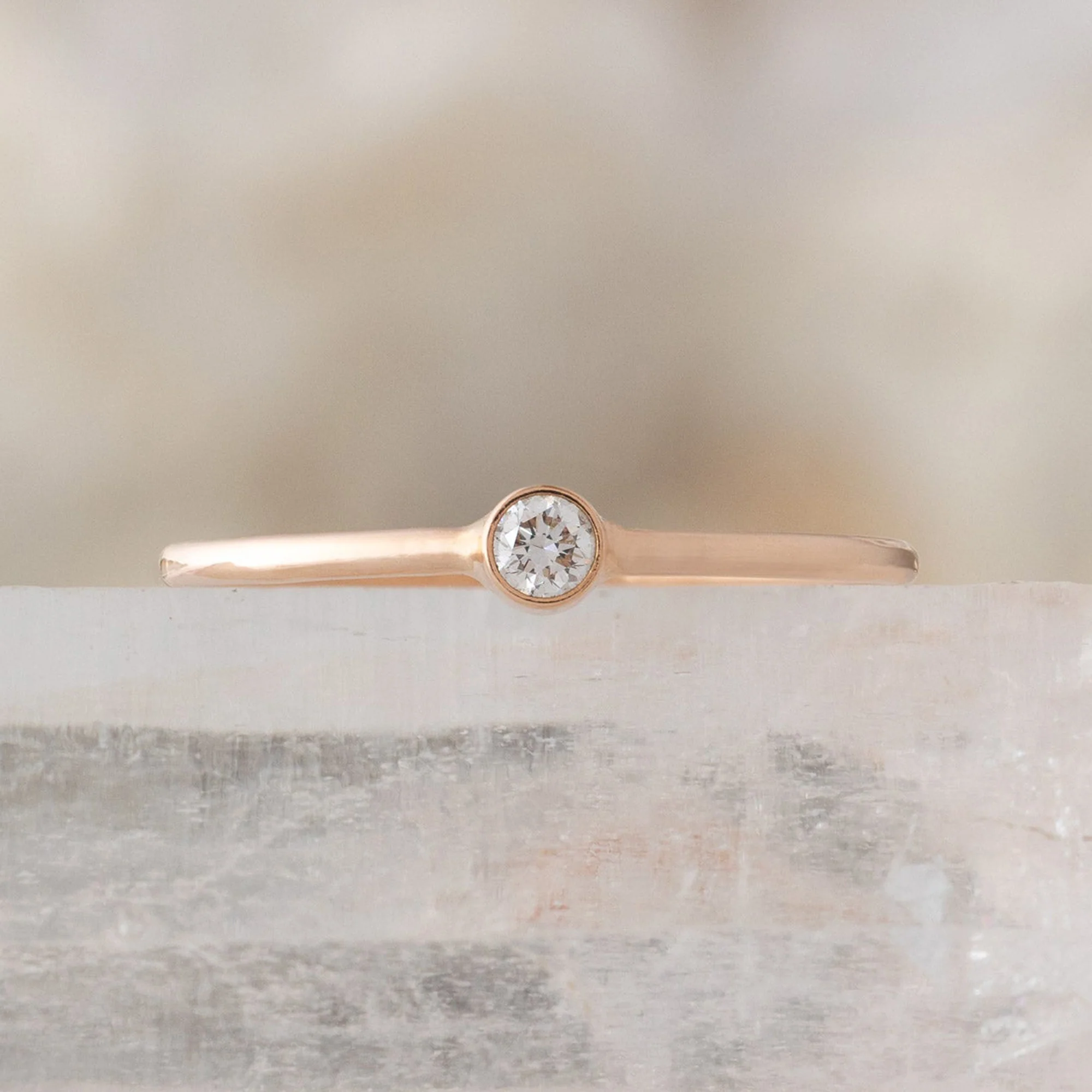 The Teensy White Diamond Stacking Ring | Yellow, Rose or White Gold - Image 4