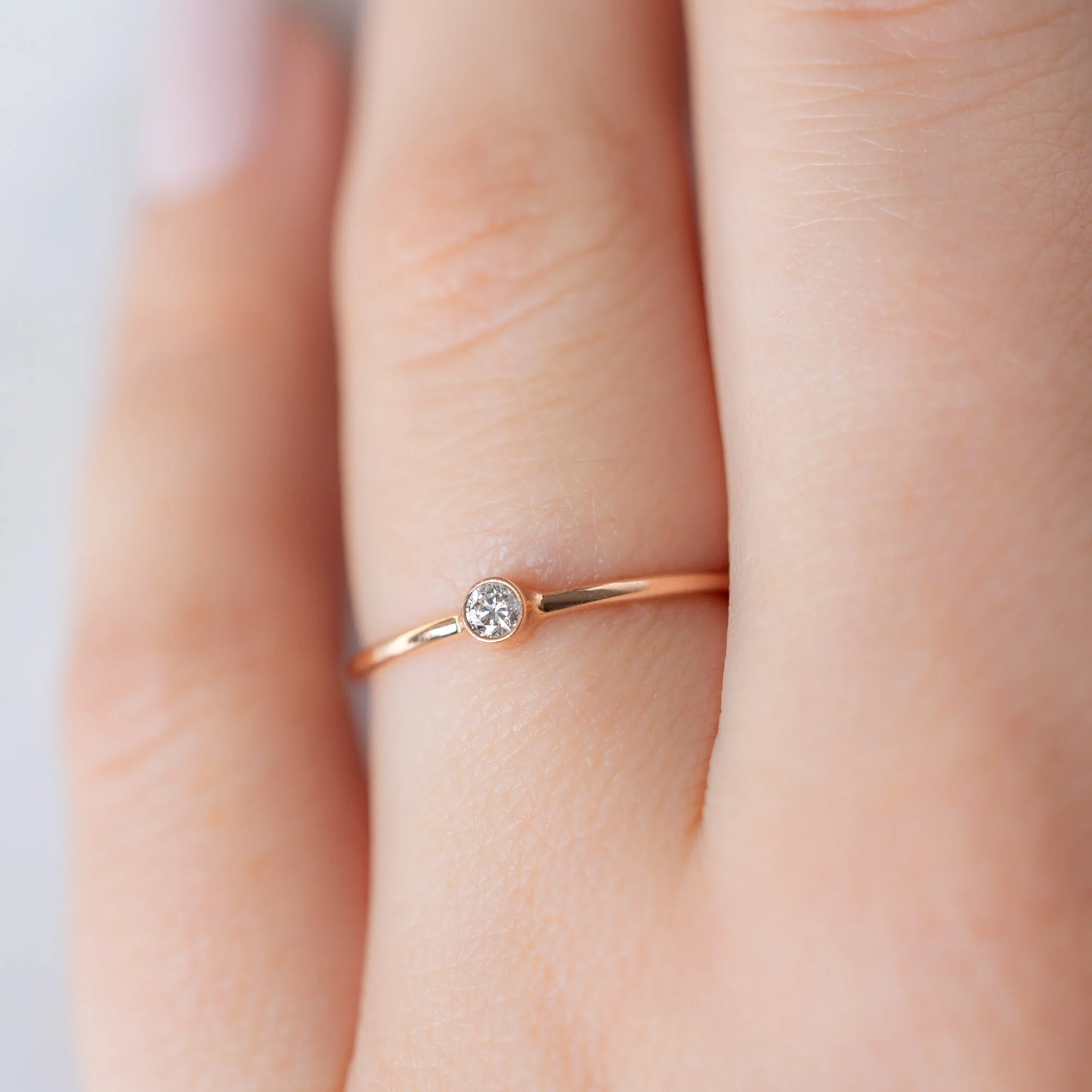The Teensy White Diamond Stacking Ring | Yellow, Rose or White Gold - Image 5