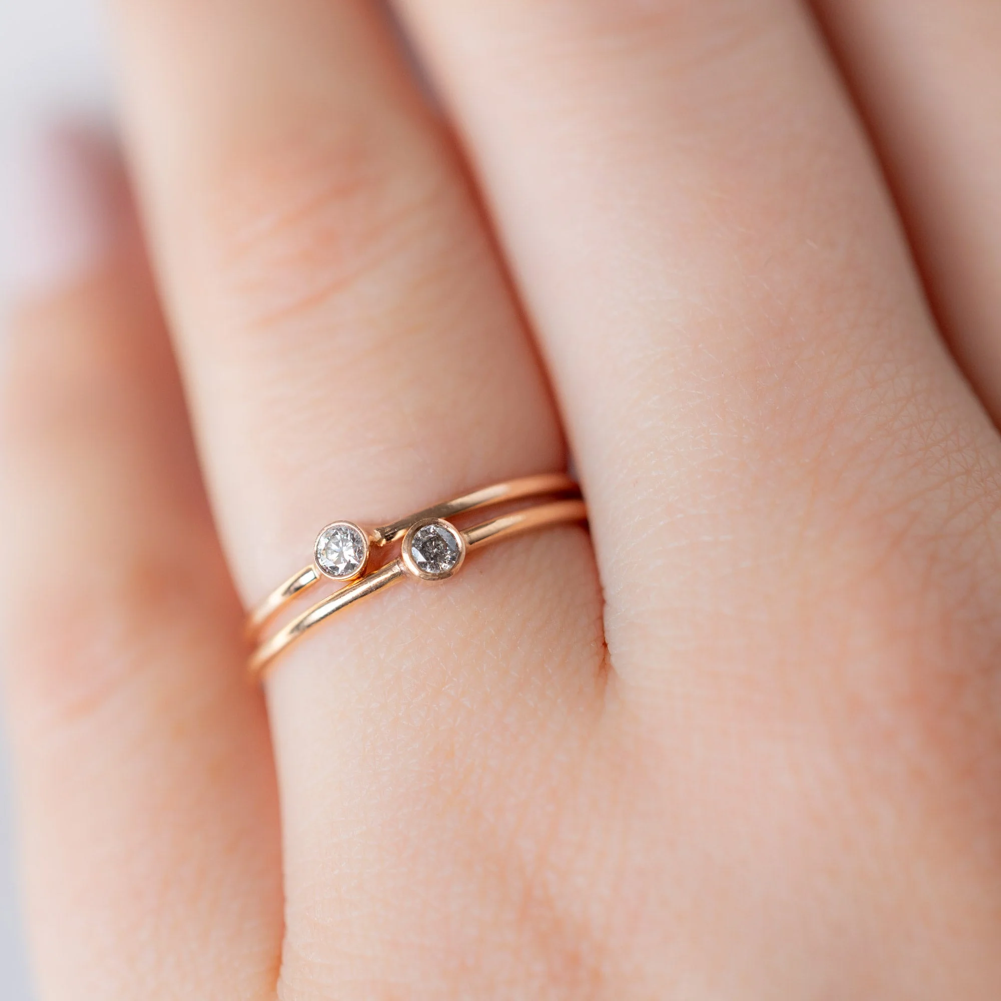 The Teensy White Diamond Stacking Ring | Yellow, Rose or White Gold - Image 6