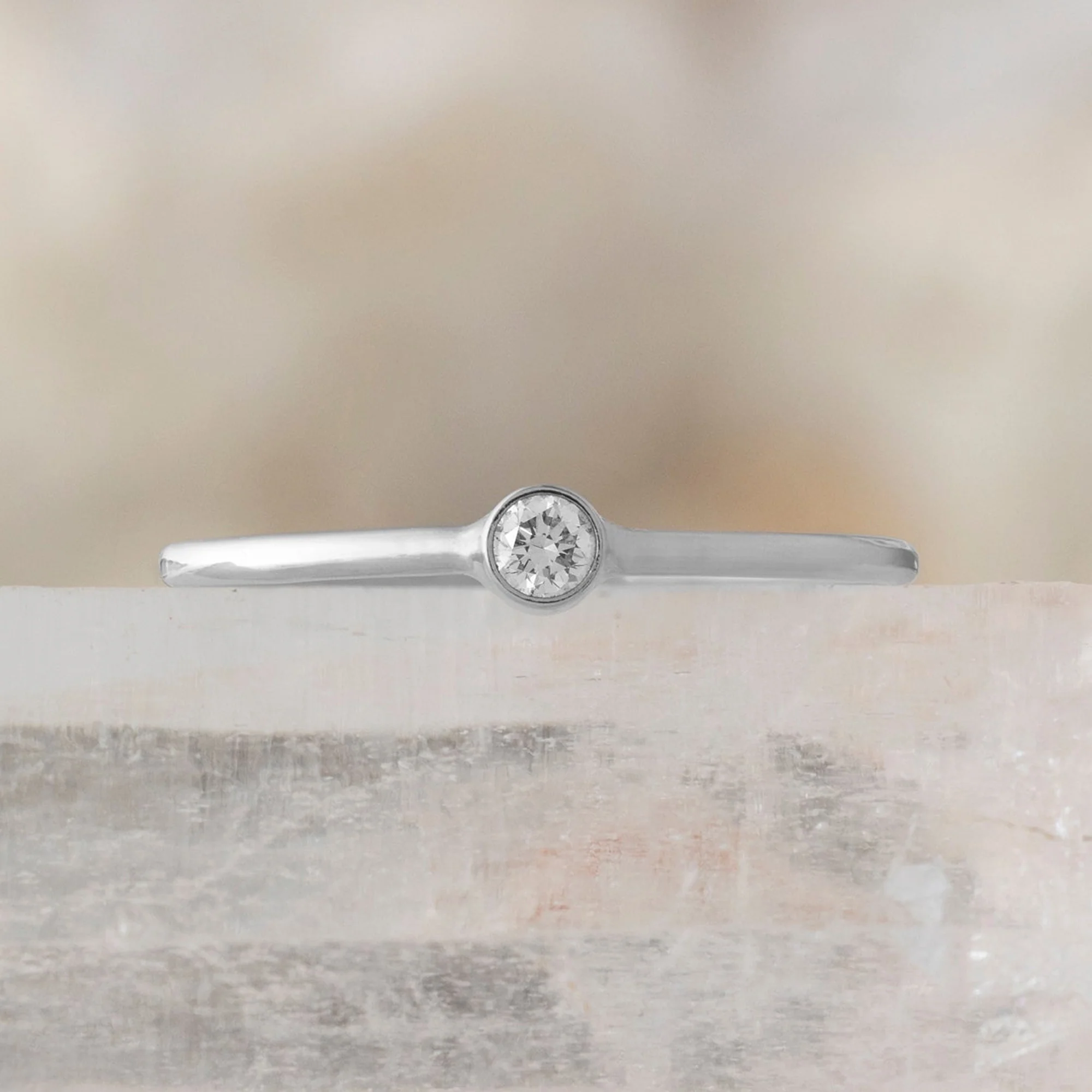 The Teensy White Diamond Stacking Ring | Yellow, Rose or White Gold - Image 7