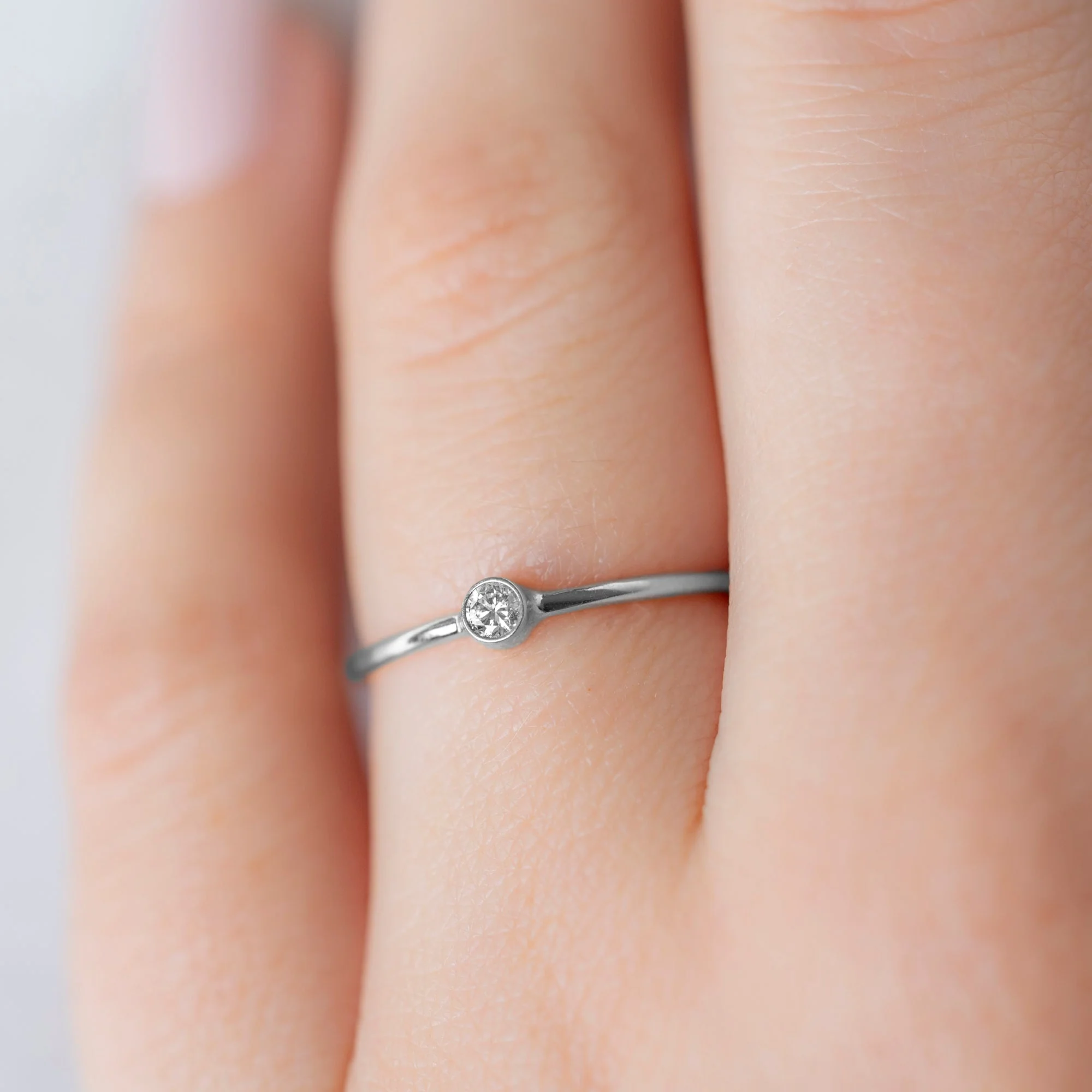 The Teensy White Diamond Stacking Ring | Yellow, Rose or White Gold - Image 8