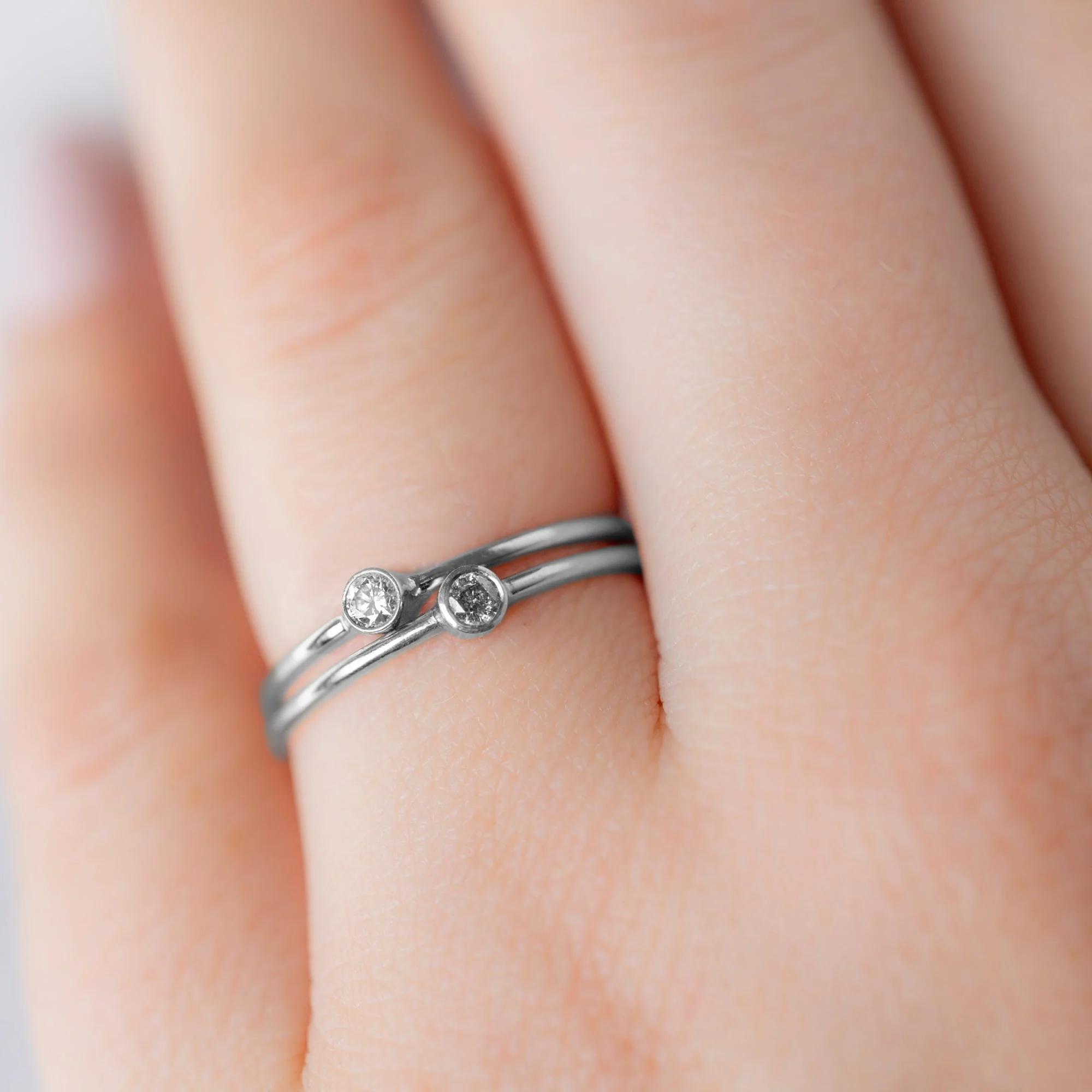 The Teensy White Diamond Stacking Ring | Yellow, Rose or White Gold - Image 9