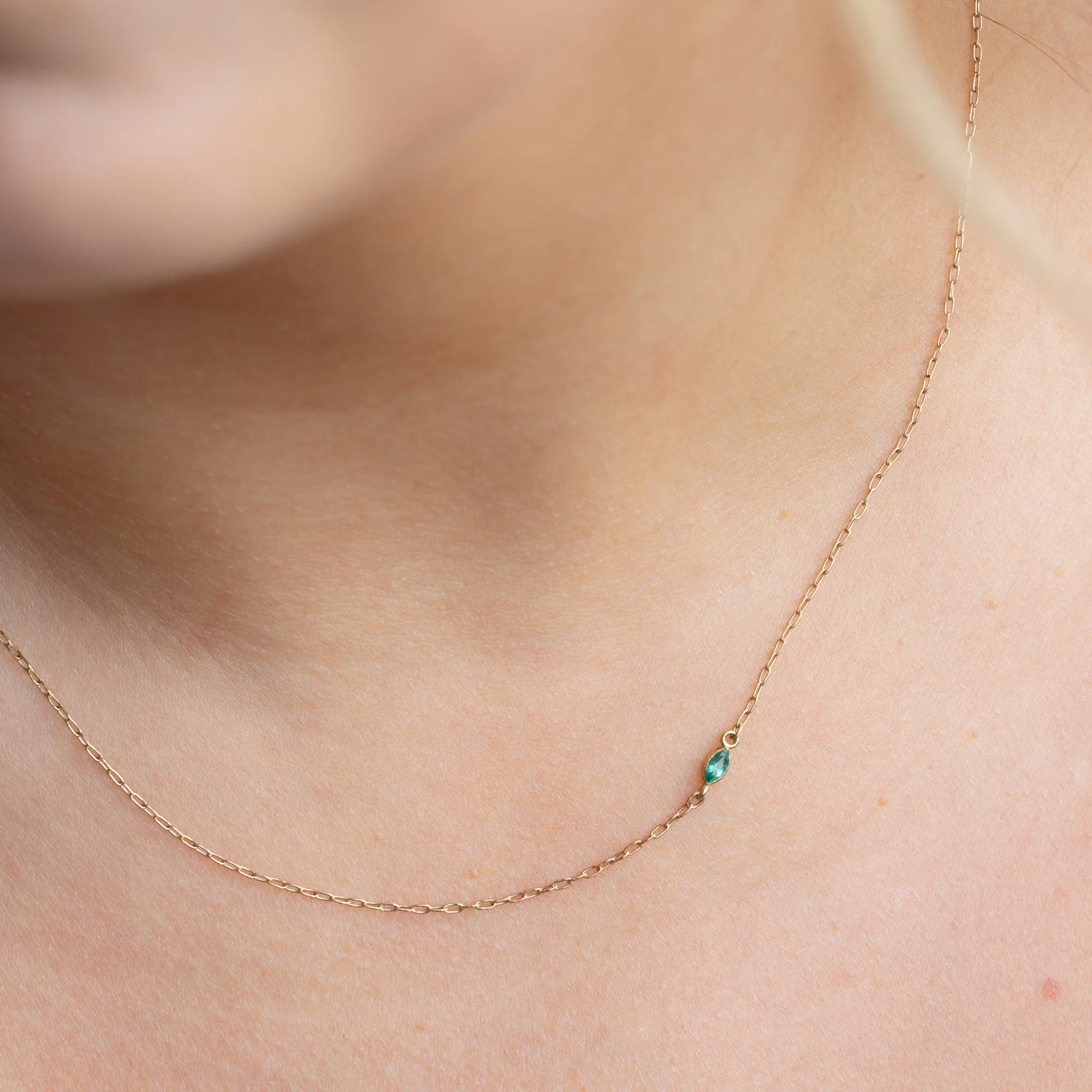 The Teensy Emerald Necklace | Yellow or Rose Gold - Image 2