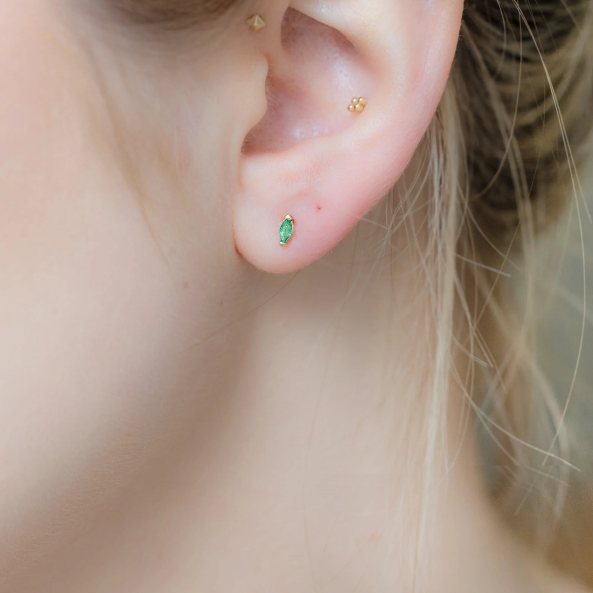 The Teensy Emerald Stud Earrings | Yellow, Rose or White Gold - Image 2