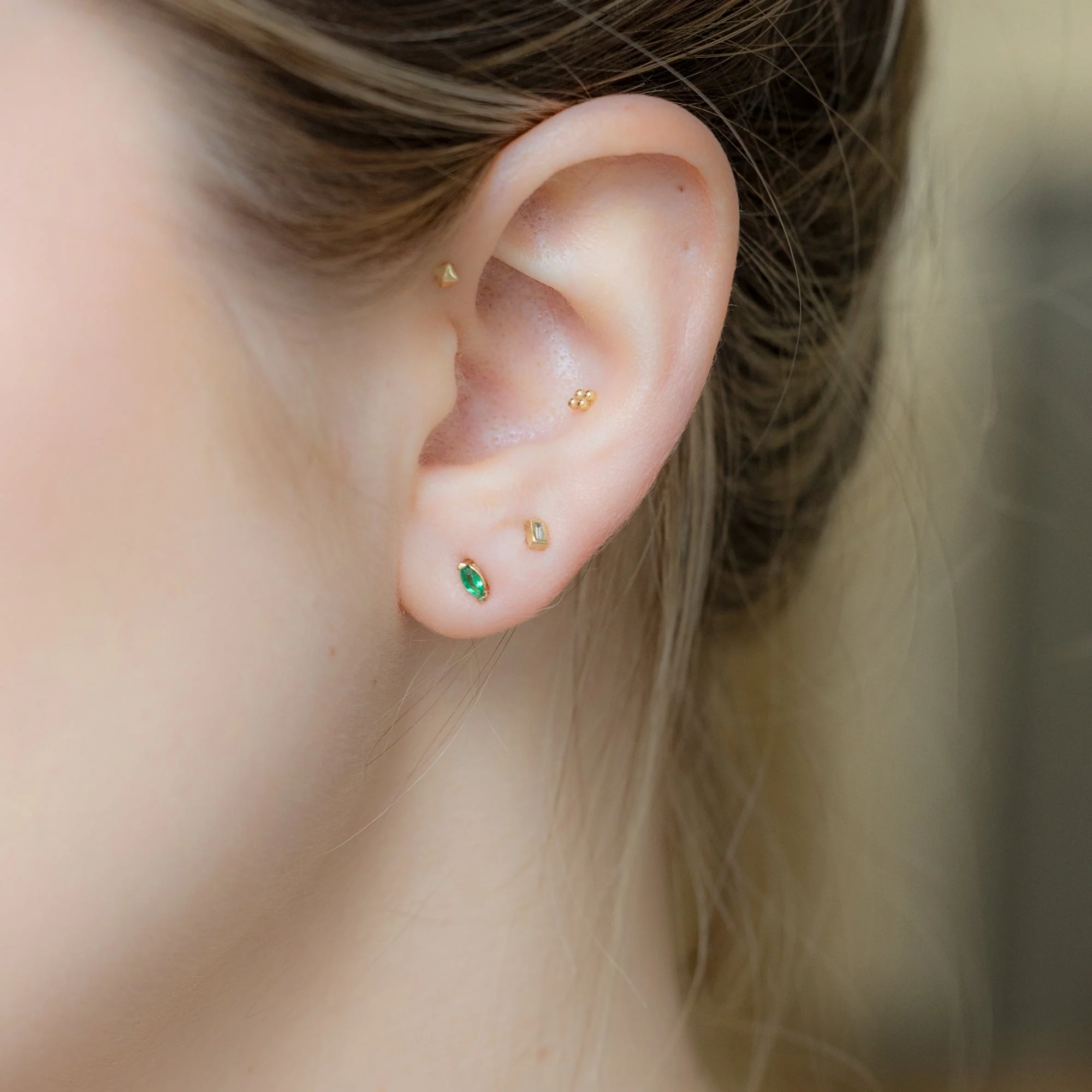 The Teensy Emerald Stud Earrings | Yellow, Rose or White Gold - Image 3