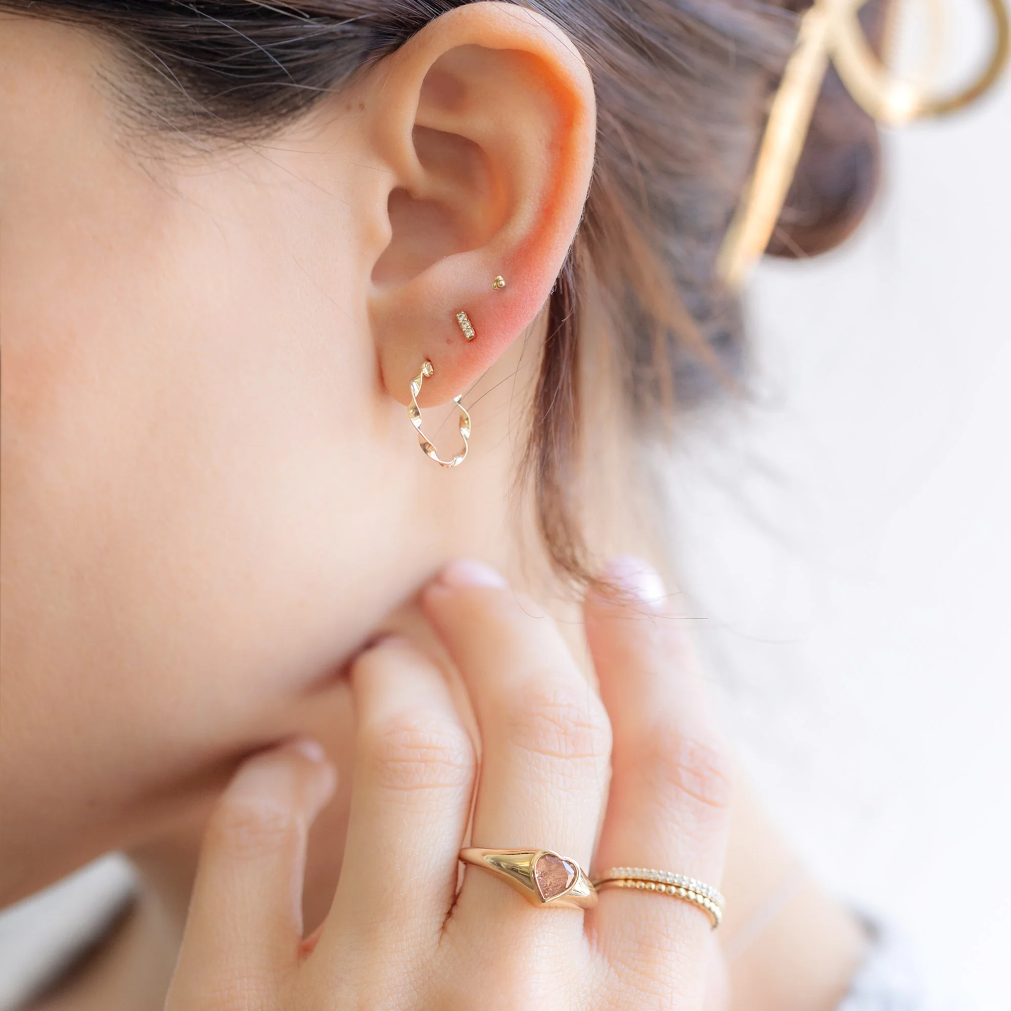 The Teensy White Diamond Bar Studs | Yellow, Rose or White Gold - Image 5