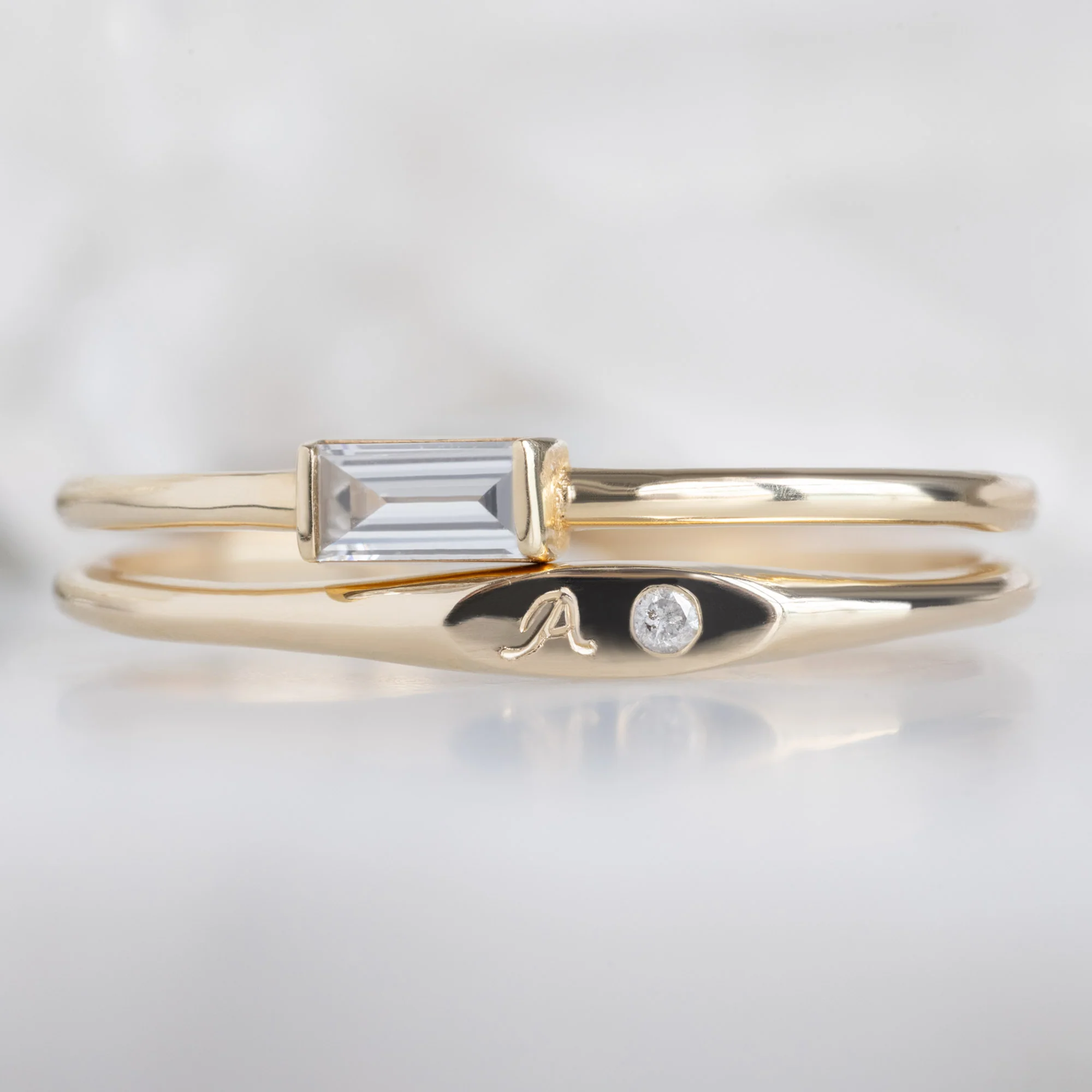 The Teensy White Diamond Signet Ring | Yellow Gold - Image 5