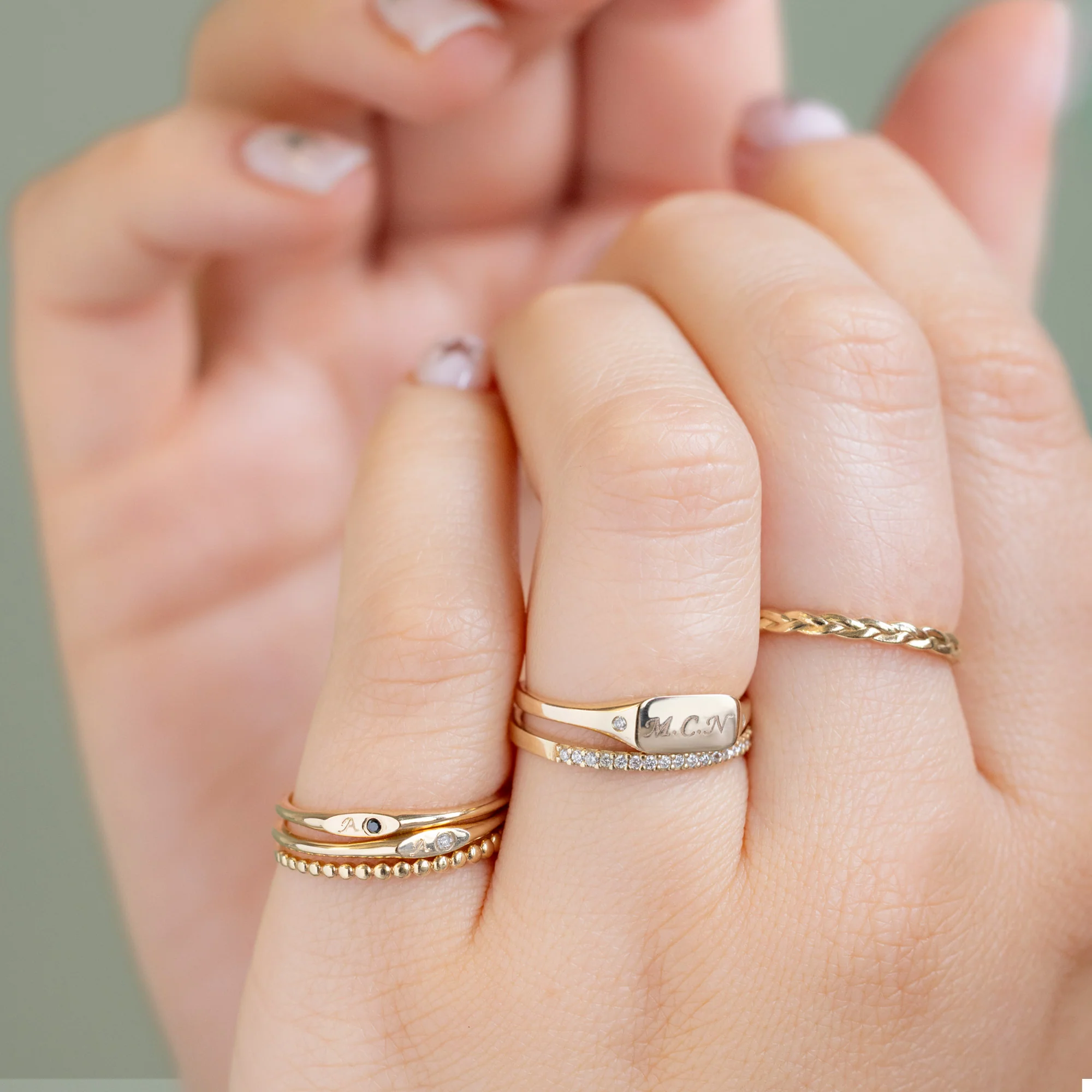 The Teensy White Diamond Signet Ring | Yellow Gold - Image 7