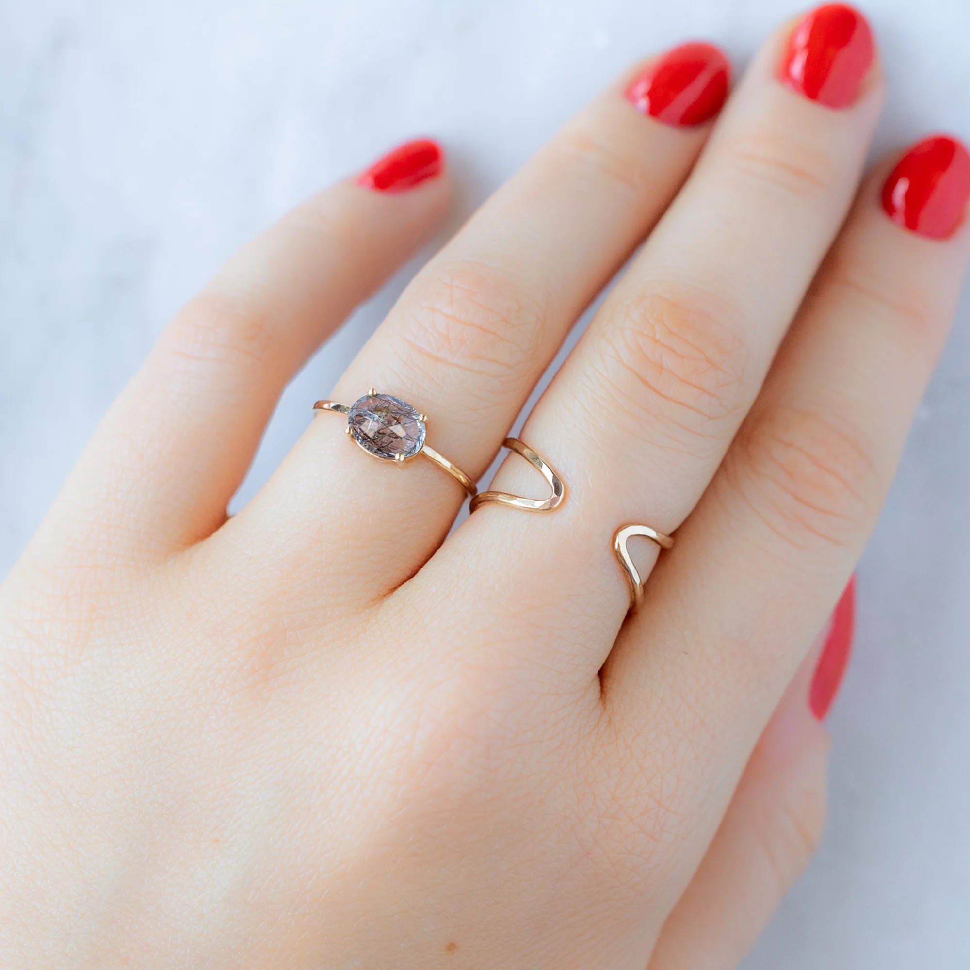 The Tourmaline in Quartz Ring | Yellow, Rose, White or Sterling Silver - Image 6