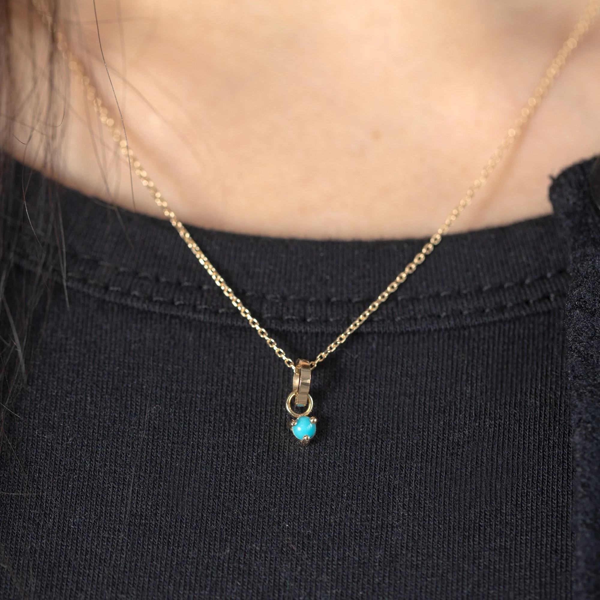 The Turquoise Birthstone Charm | Yellow Gold - Image 3