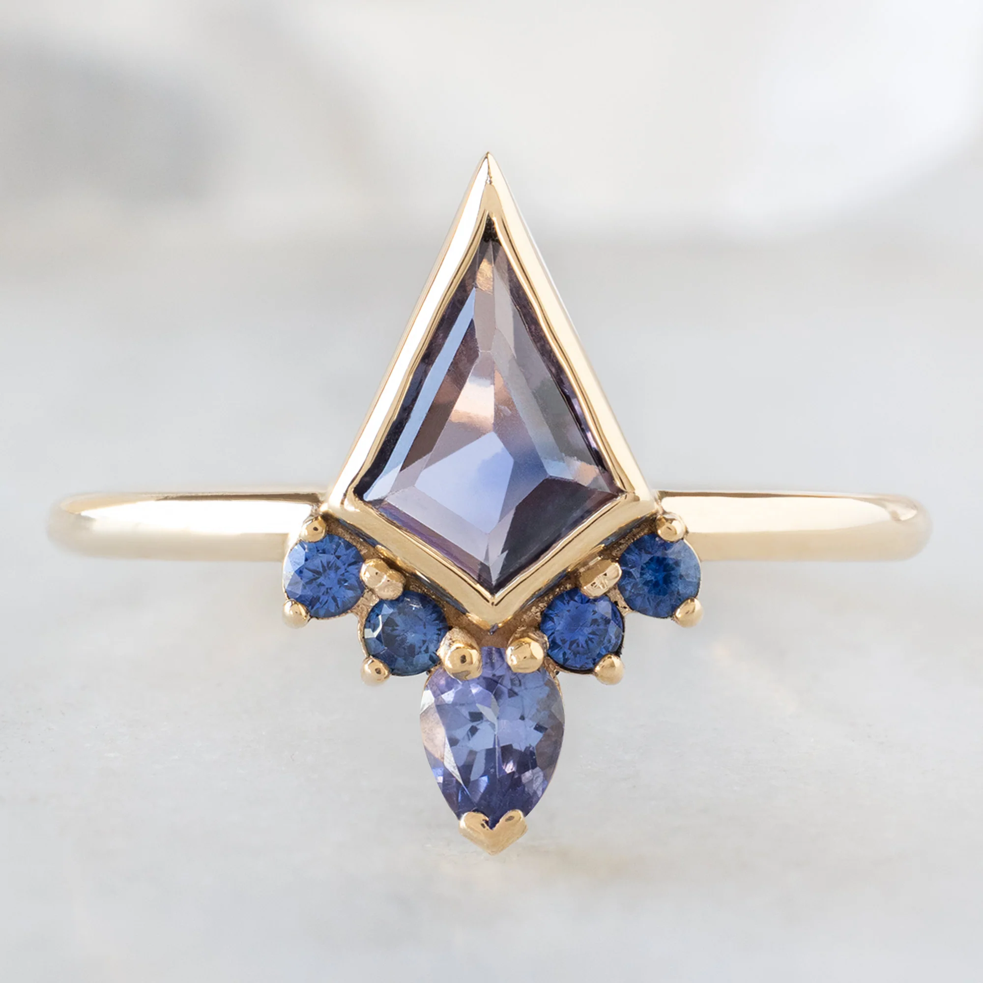 The Watercolor Aster Ring | 0.83ct Violet Kite Sapphire in 14K Yellow Gold
