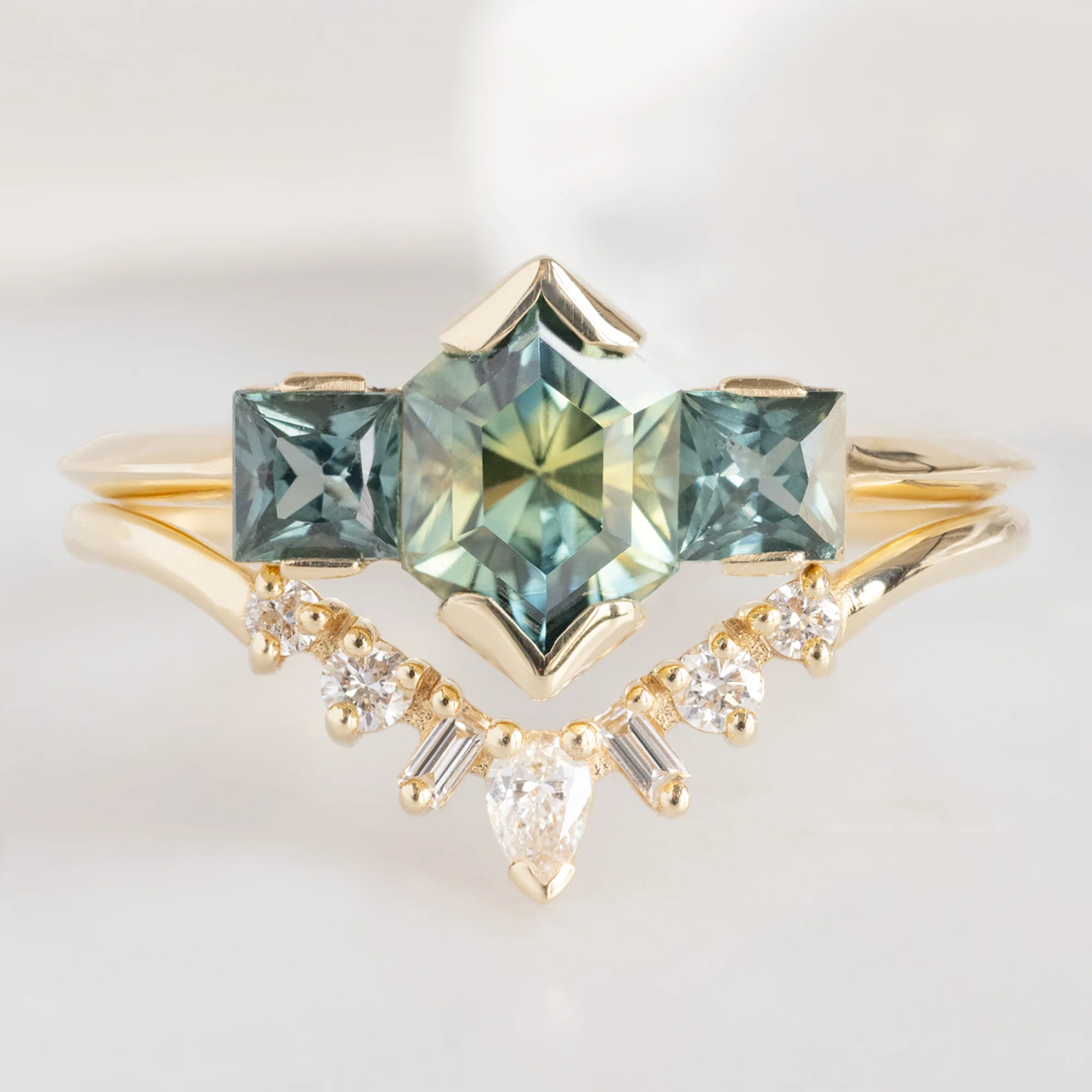 The Watercolor Ring | 1.2ct Hexagonal Parti Sapphire in 14K Yellow Gold - Image 2