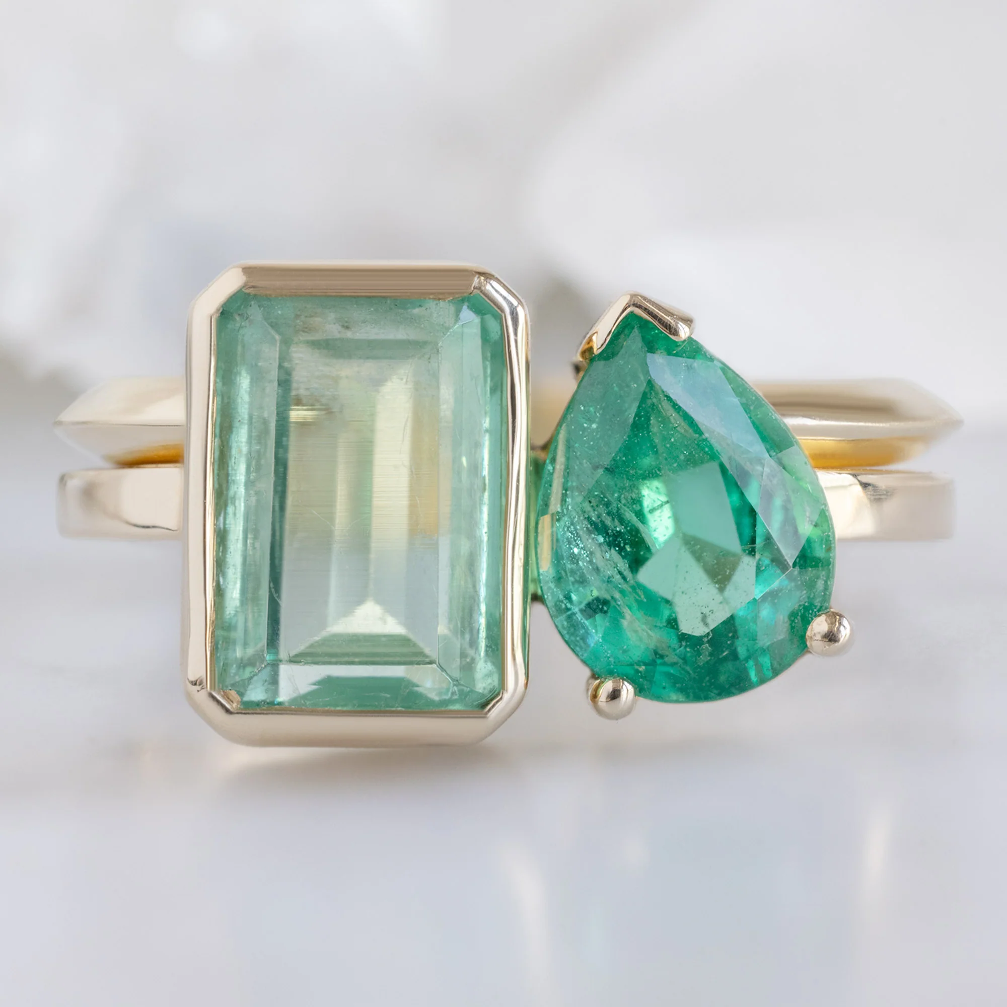 The Watercolor You and Me Ring | 1.93ct Emerald Cut Emerald in 14K Yellow Gold - Image 3