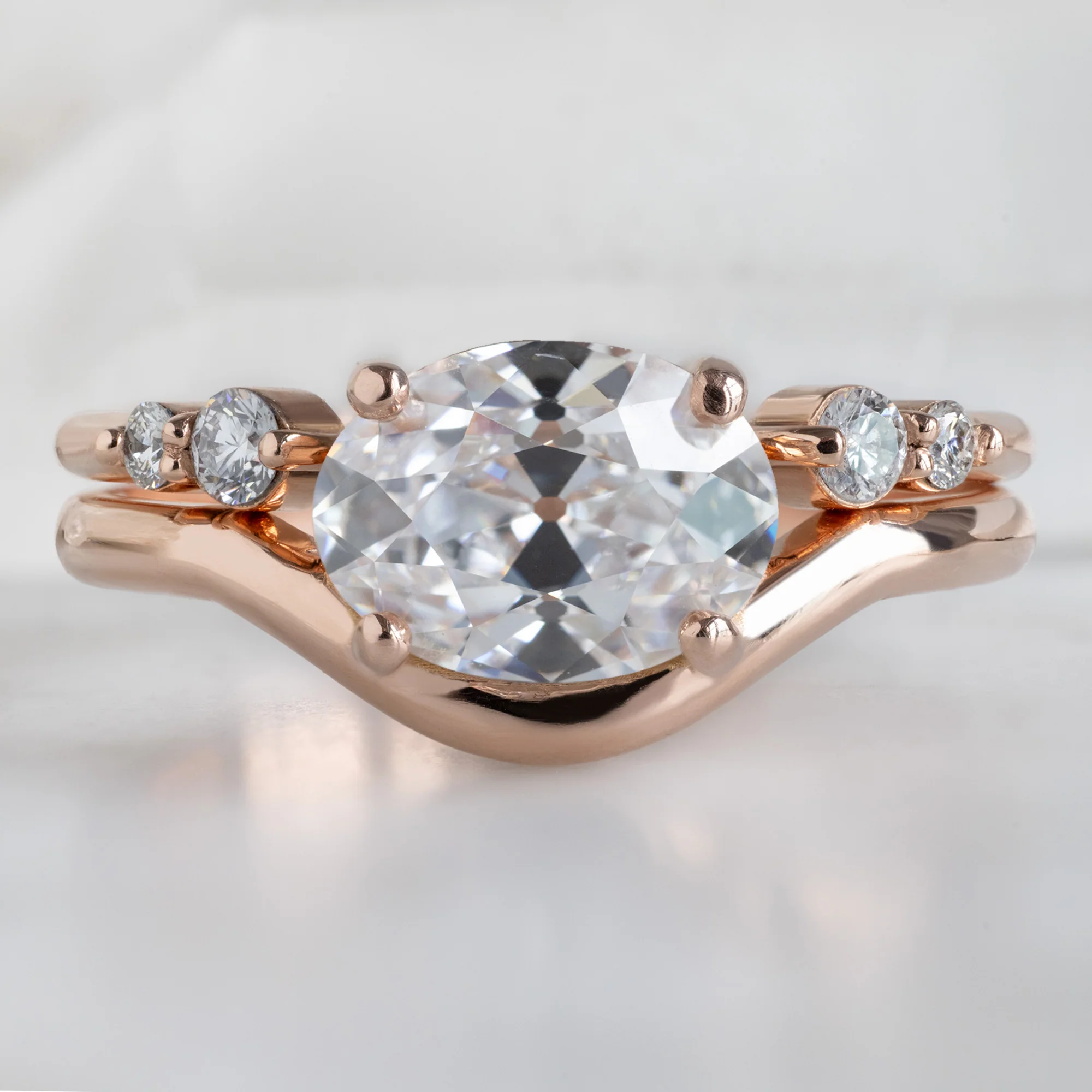 The Wave Ring | 1.51ct Lab Grown Oval White Diamond in 14K Rose Gold - Image 3