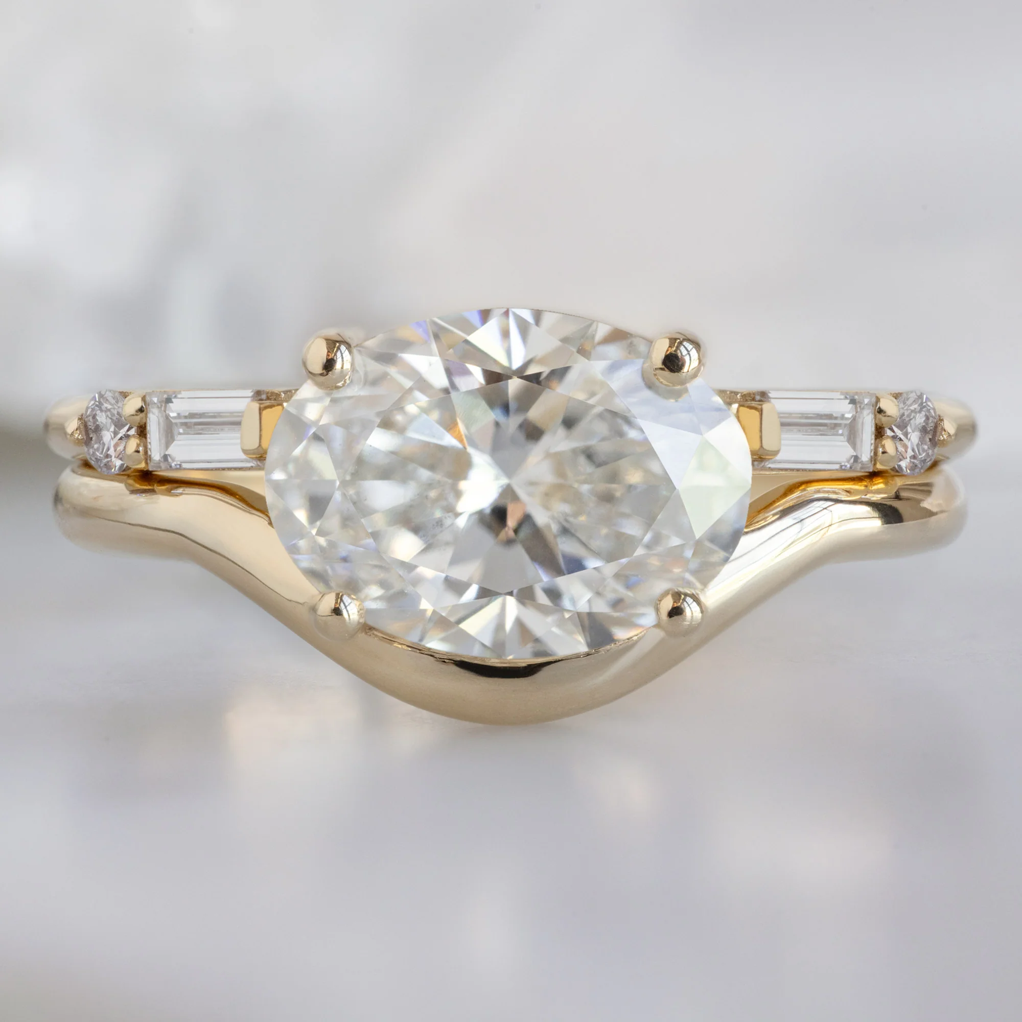 The Wave Ring | 1.59ct Oval Lab Grown White Diamond in 14K Yellow Gold - Image 3