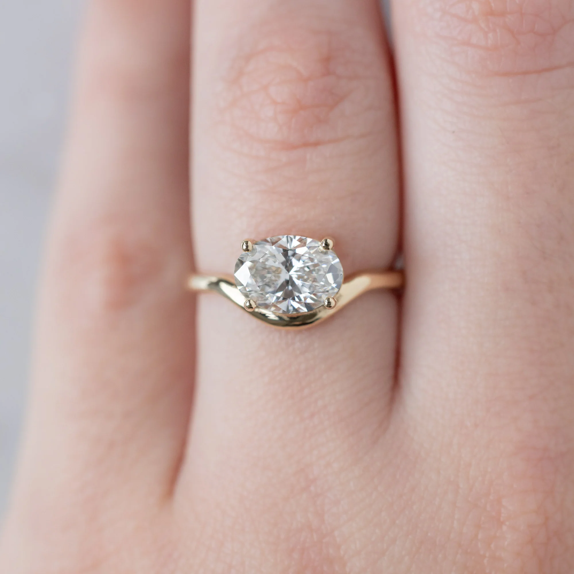 The Wave Ring | 1.59ct Oval Lab Grown White Diamond in 14K Yellow Gold - Image 4