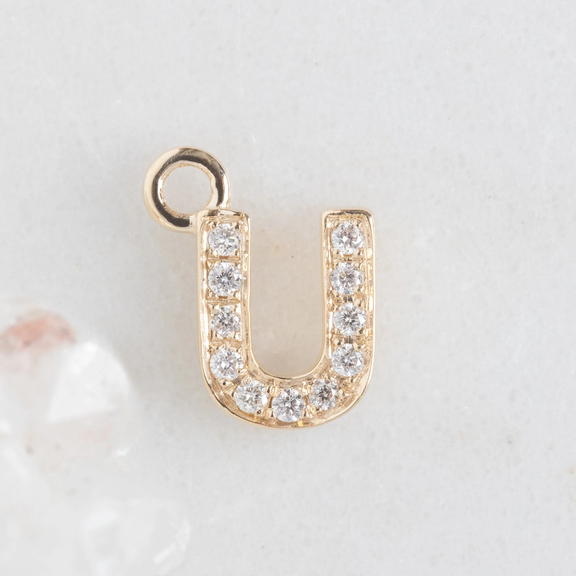 The White Diamond Pavé Letter Charm | Yellow, Rose or White Gold - Image 24