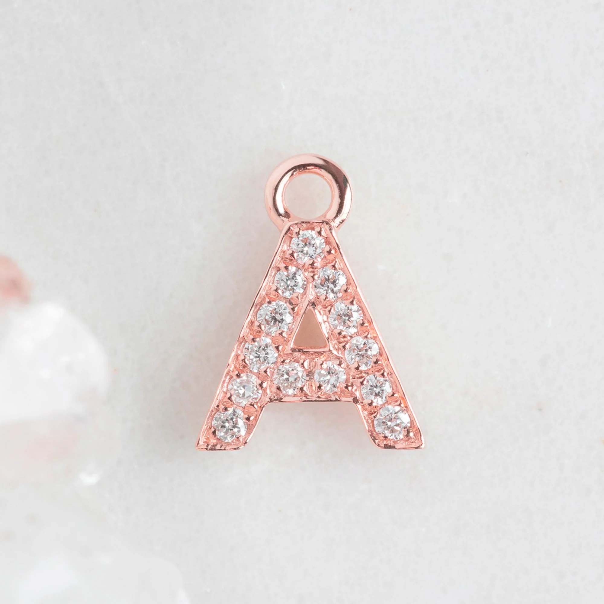 The White Diamond Pavé Letter Charm | Yellow, Rose or White Gold - Image 30