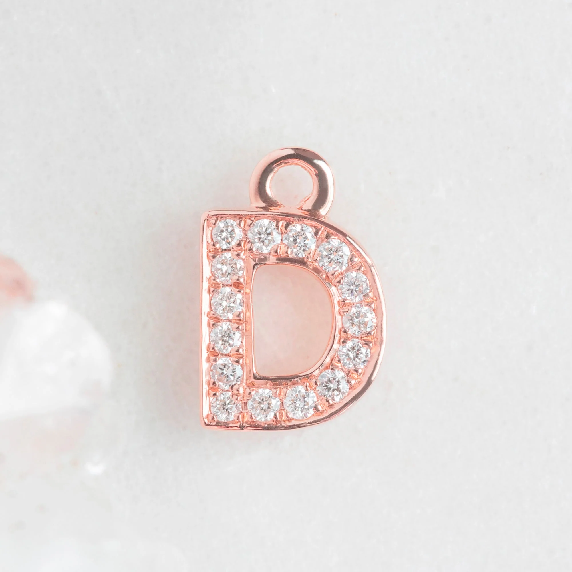 The White Diamond Pavé Letter Charm | Yellow, Rose or White Gold - Image 33