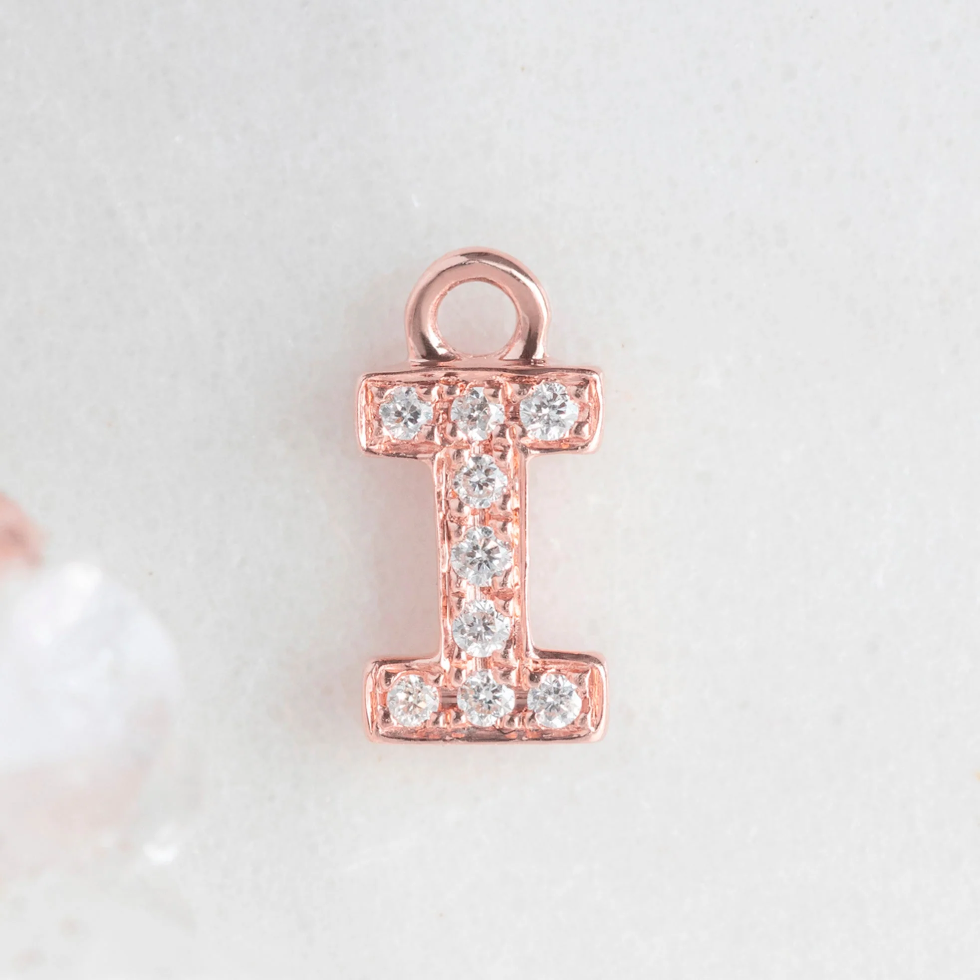 The White Diamond Pavé Letter Charm | Yellow, Rose or White Gold - Image 38