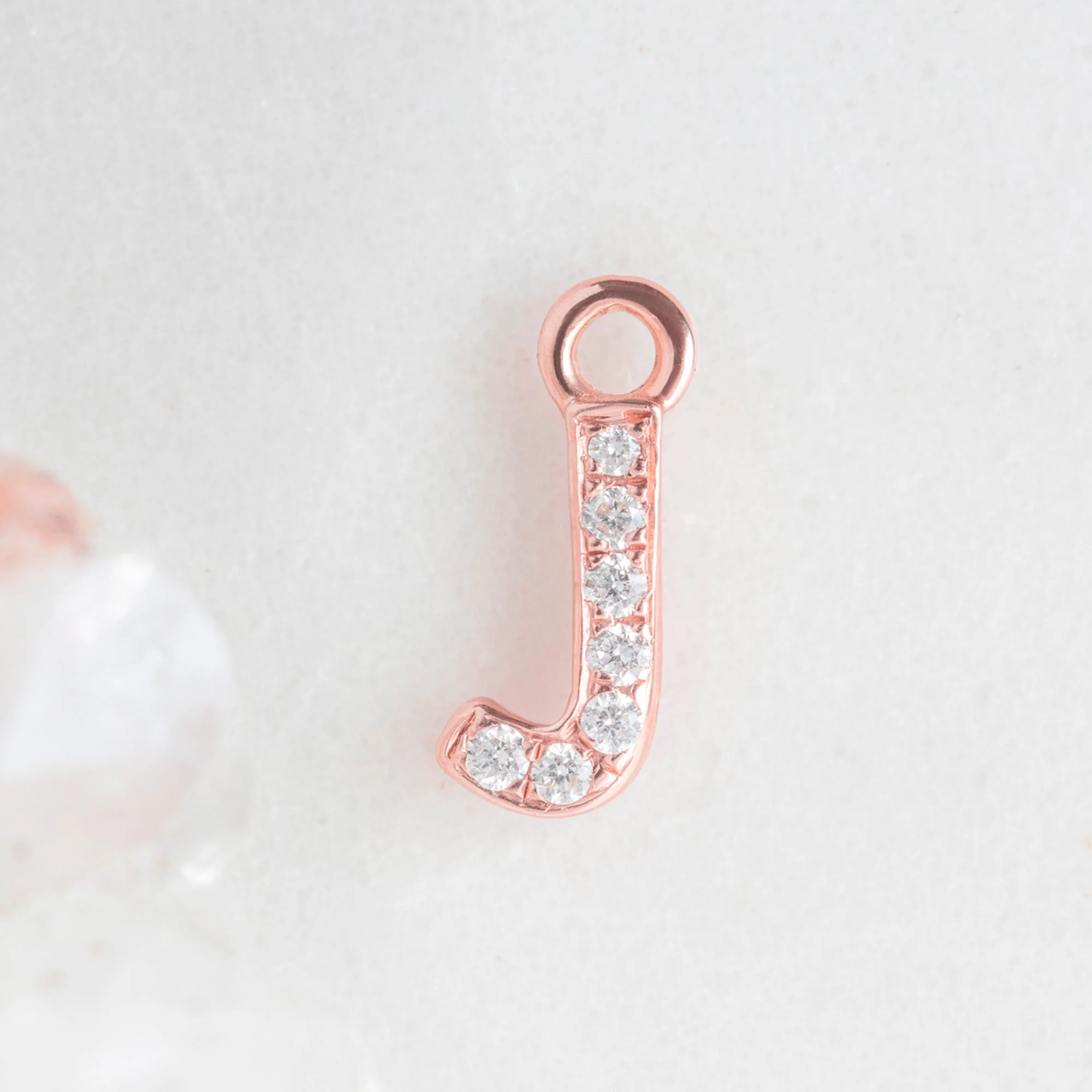 The White Diamond Pavé Letter Charm | Yellow, Rose or White Gold - Image 39