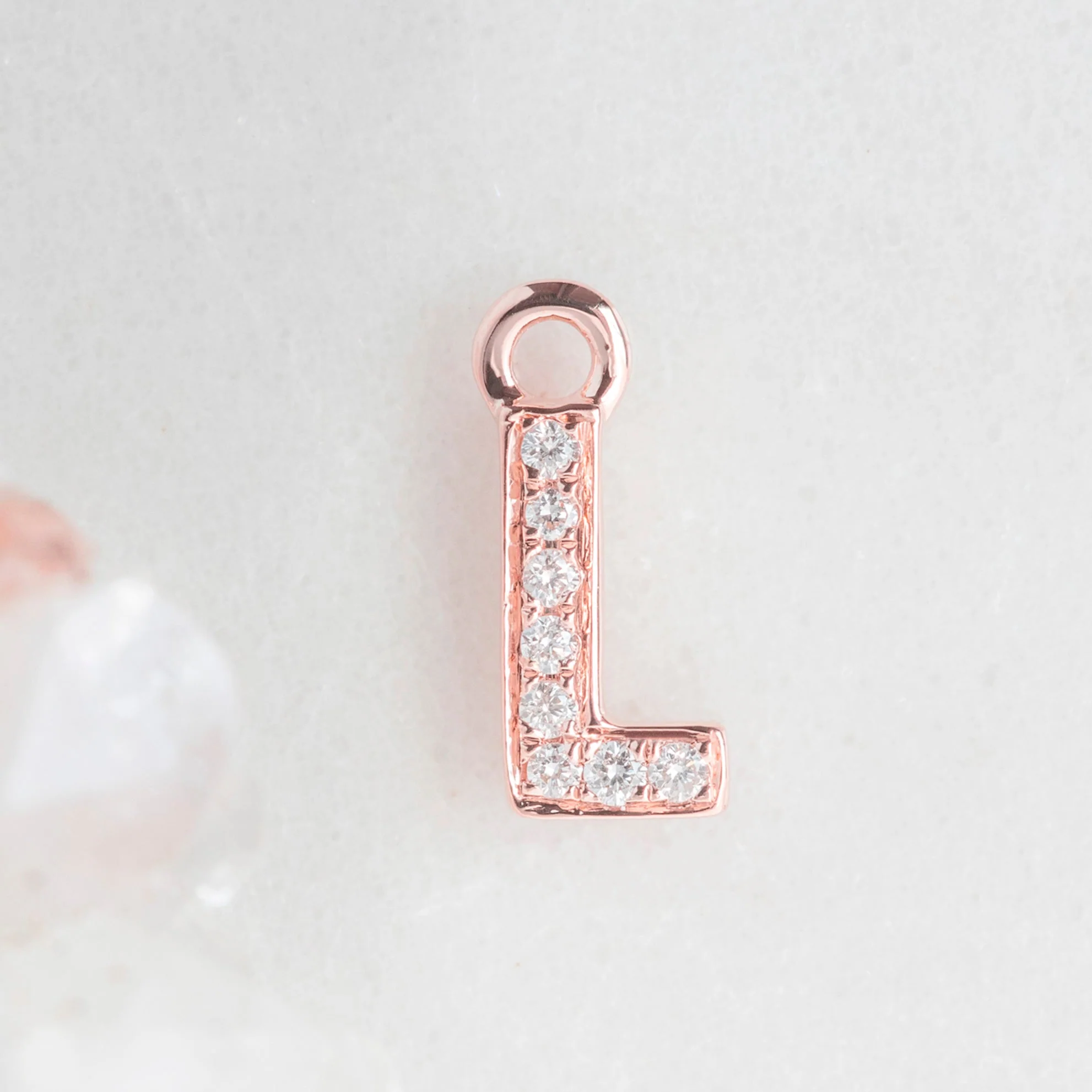 The White Diamond Pavé Letter Charm | Yellow, Rose or White Gold - Image 41