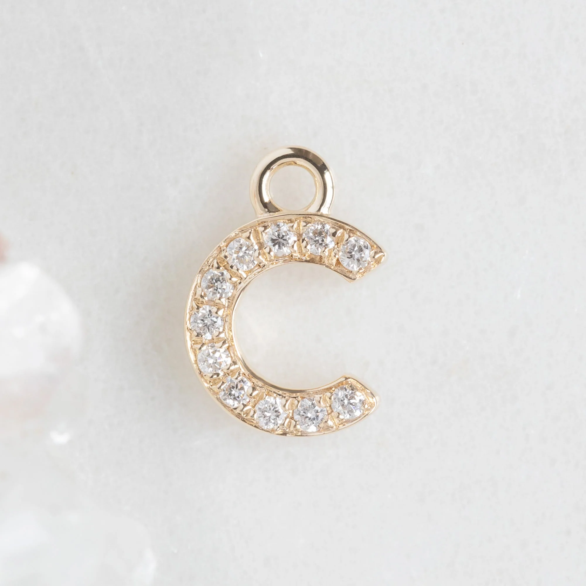 The White Diamond Pavé Letter Charm | Yellow, Rose or White Gold - Image 5