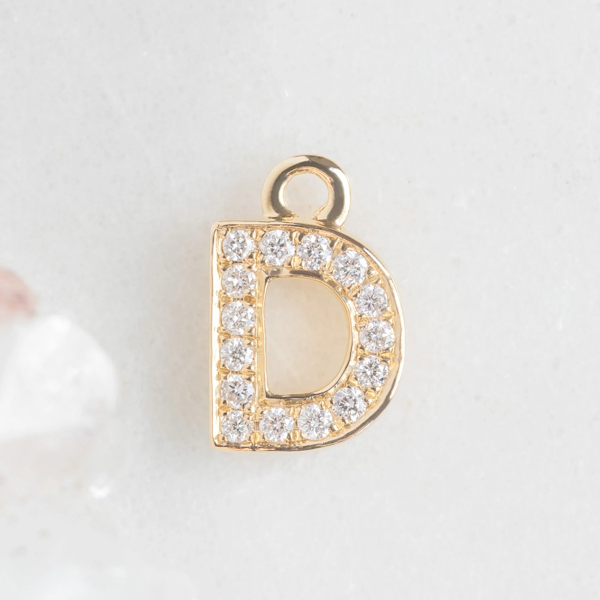 The White Diamond Pavé Letter Charm | Yellow, Rose or White Gold - Image 6