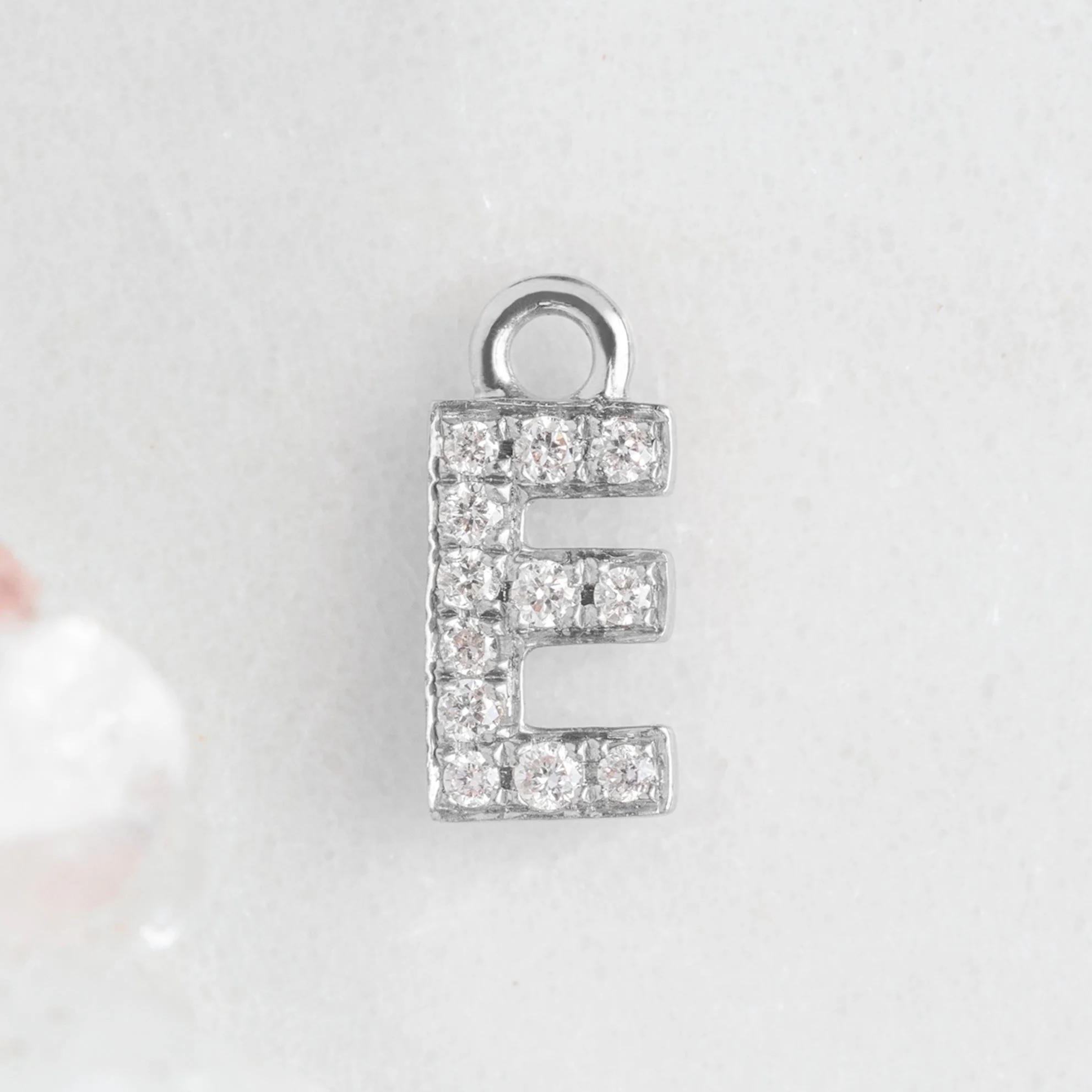 The White Diamond Pavé Letter Charm | Yellow, Rose or White Gold - Image 60