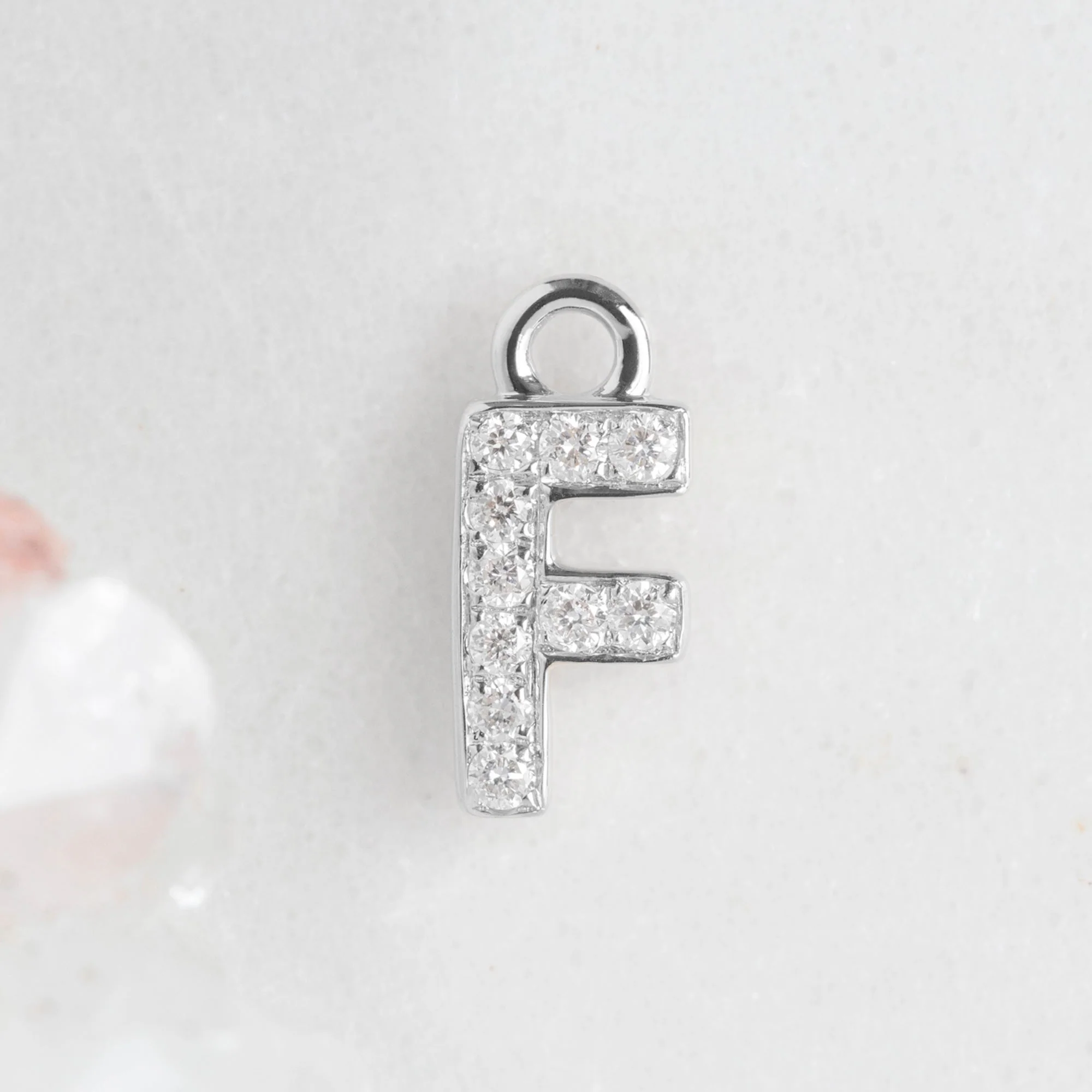 The White Diamond Pavé Letter Charm | Yellow, Rose or White Gold - Image 61