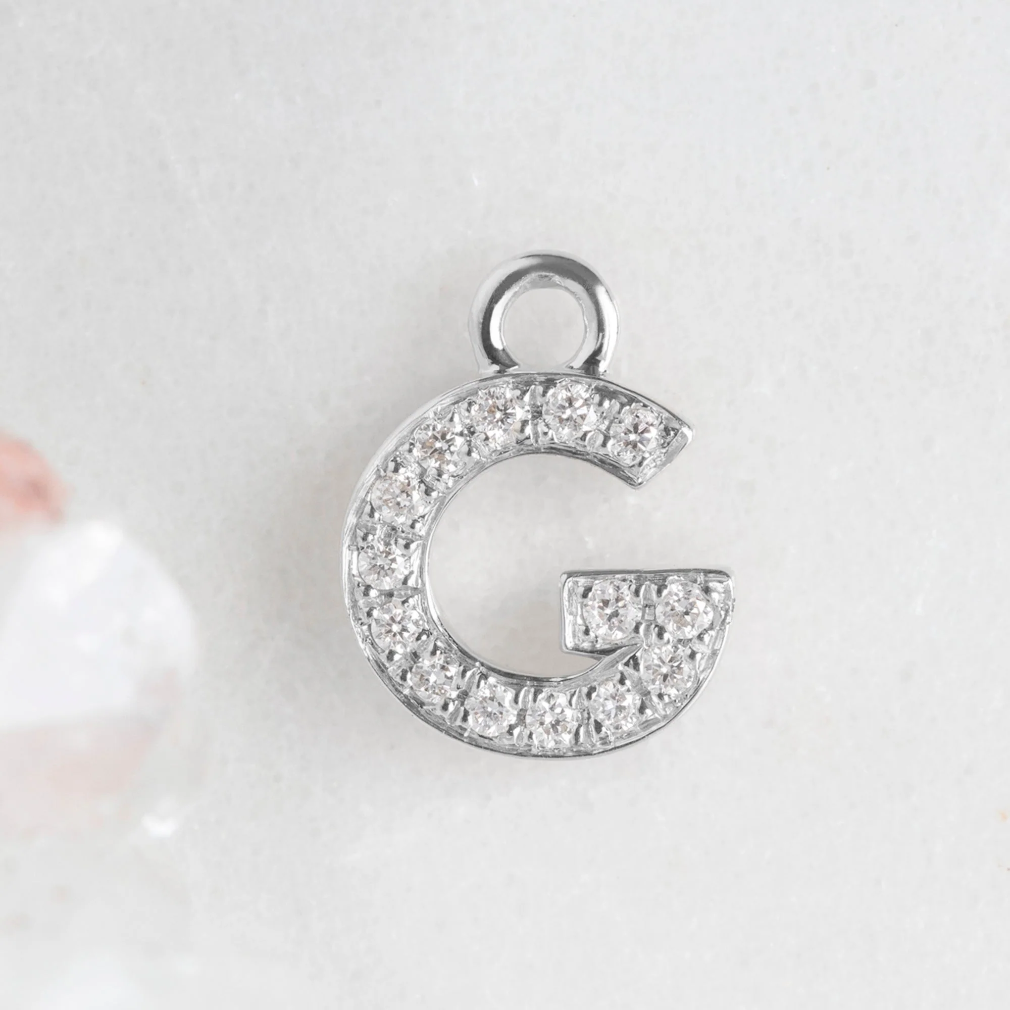 The White Diamond Pavé Letter Charm | Yellow, Rose or White Gold - Image 62