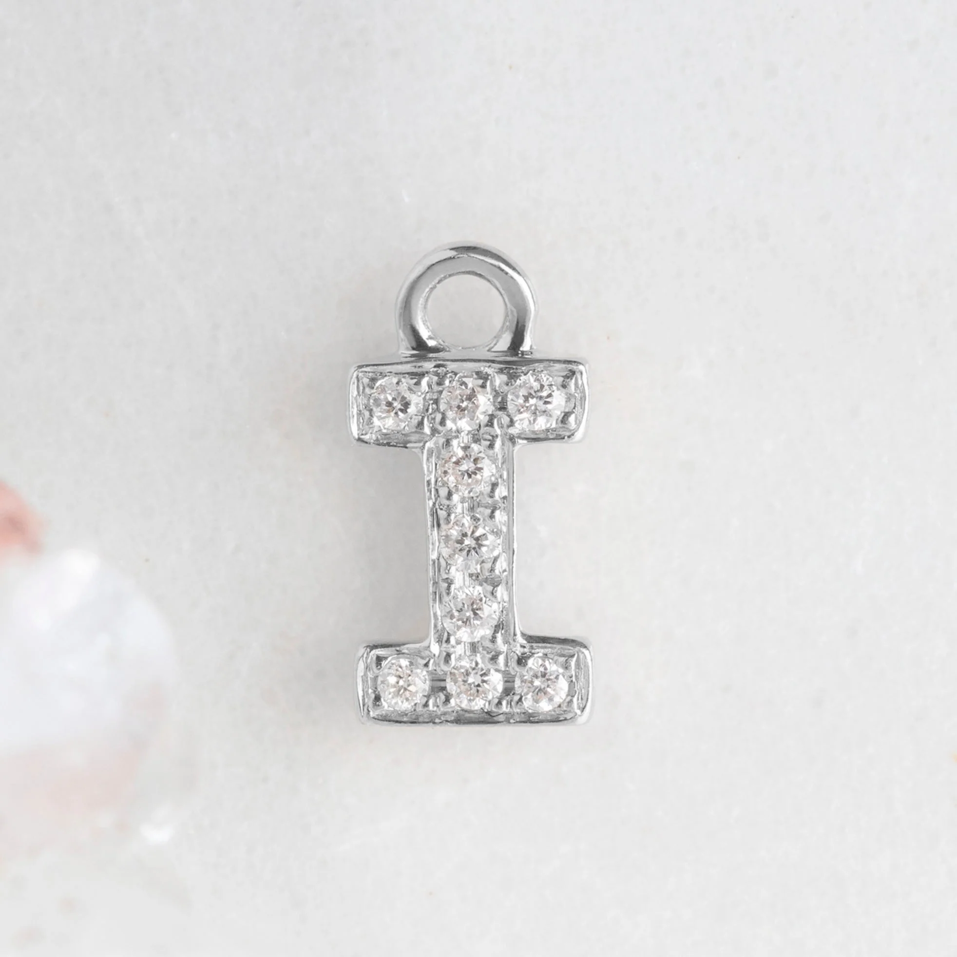 The White Diamond Pavé Letter Charm | Yellow, Rose or White Gold - Image 64