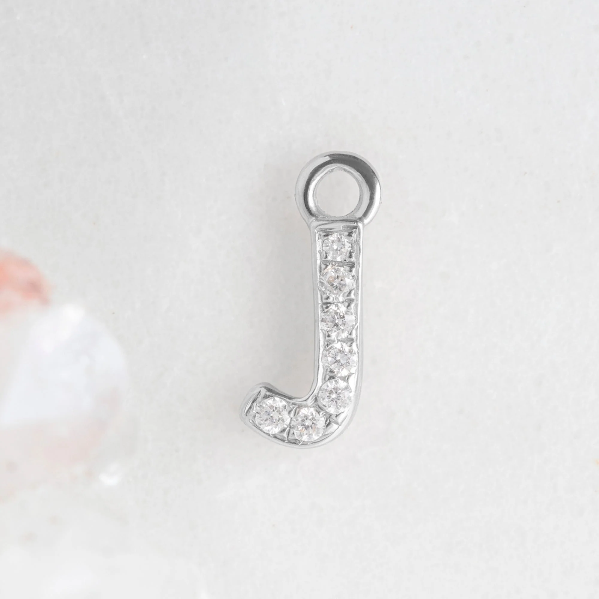 The White Diamond Pavé Letter Charm | Yellow, Rose or White Gold - Image 65