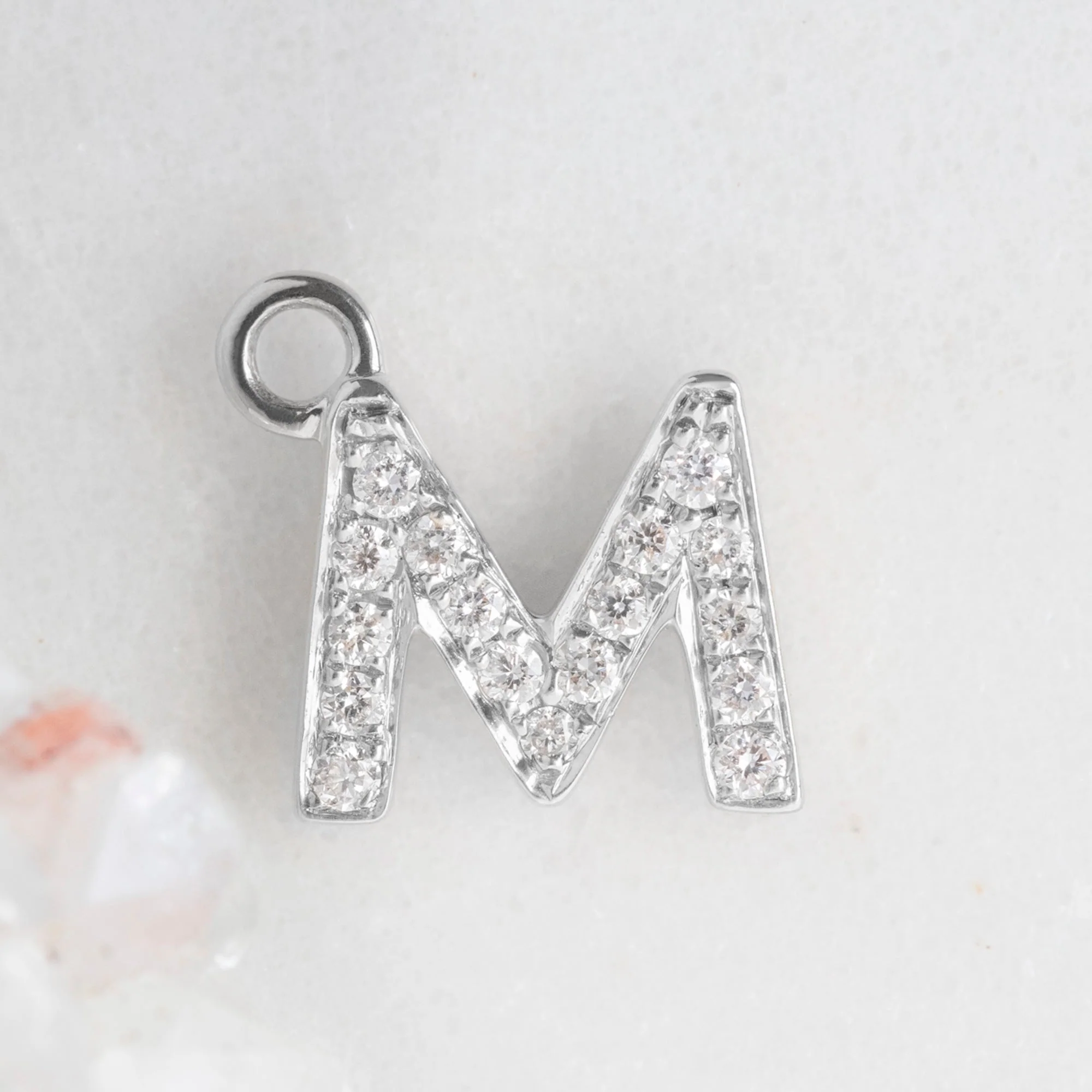 The White Diamond Pavé Letter Charm | Yellow, Rose or White Gold - Image 68