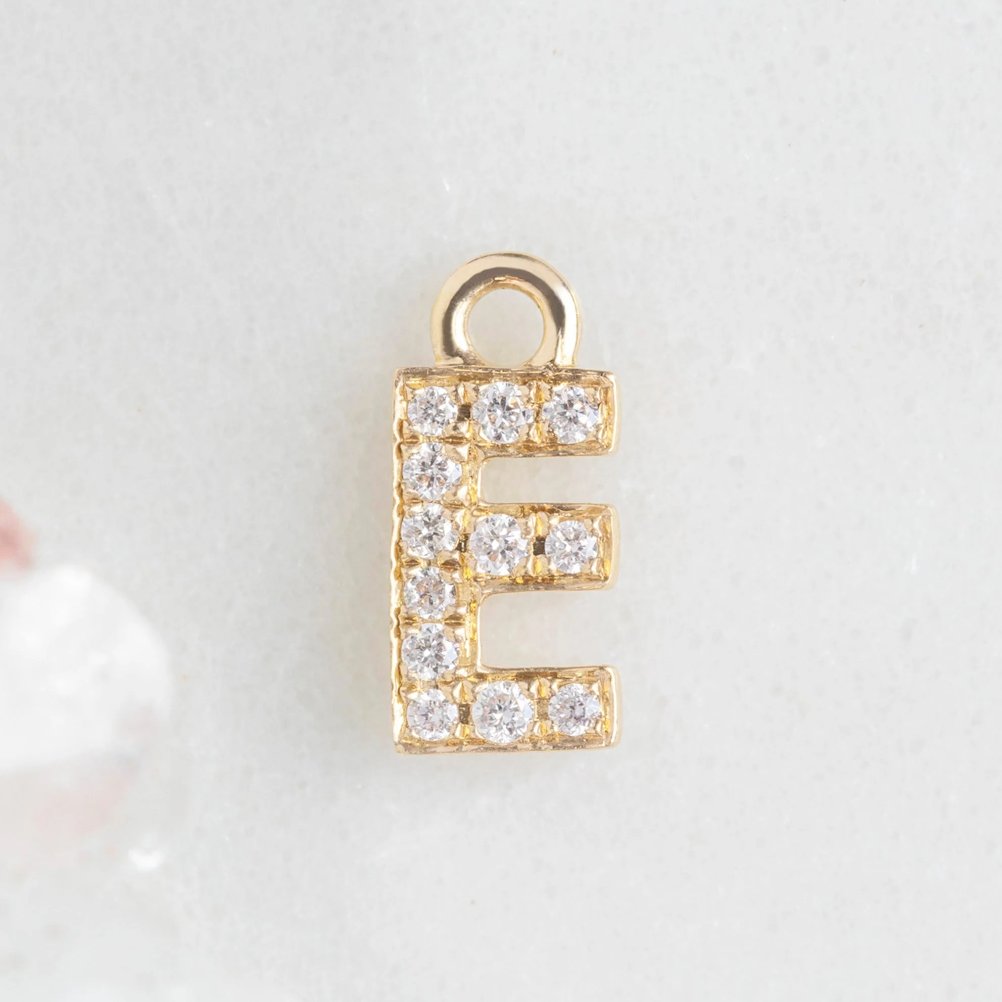 The White Diamond Pavé Letter Charm | Yellow, Rose or White Gold - Image 8
