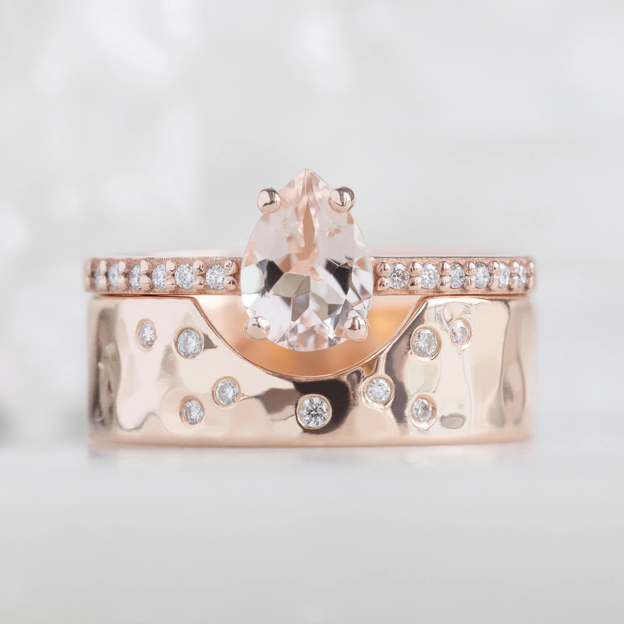 The Willow Ring | 0.58ct Pear Cut Morganite in 14K Rose Gold - Image 3