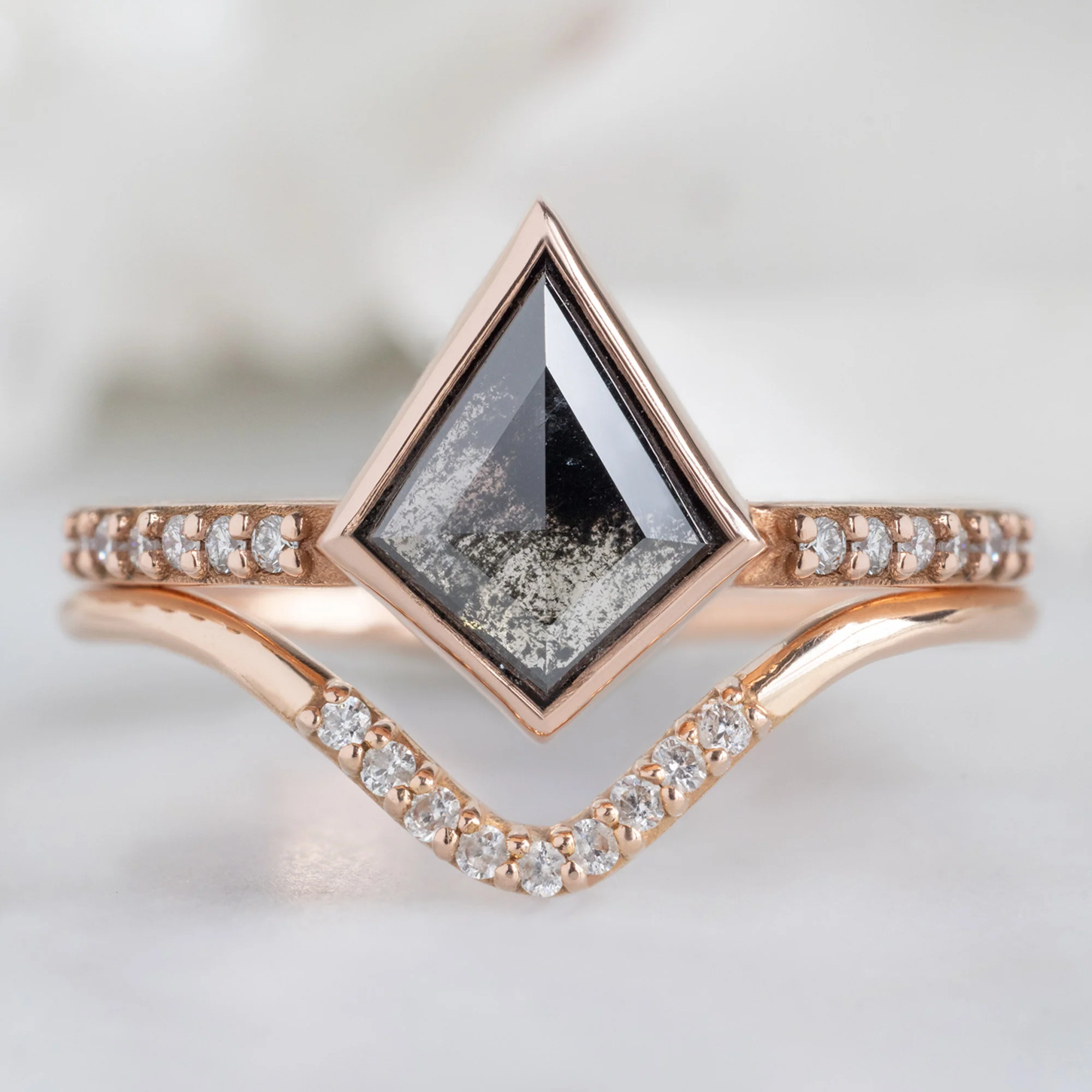 The Willow Ring | 0.92ct Kite Salt and Pepper Diamond in 14K Rose Gold - Image 3