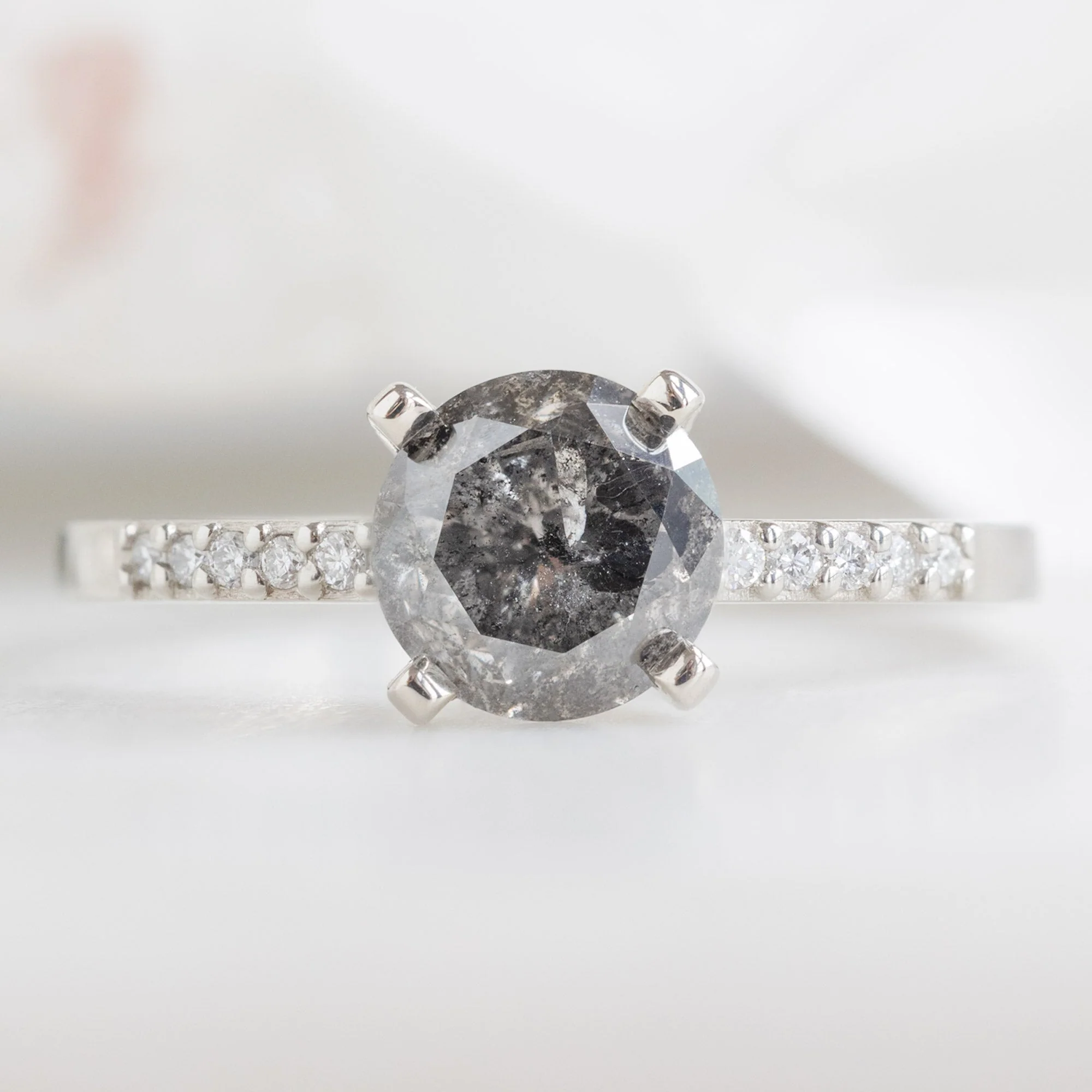 Design Your Own Custom | Round Salt and Pepper Diamond Engagement Ring - Image 6