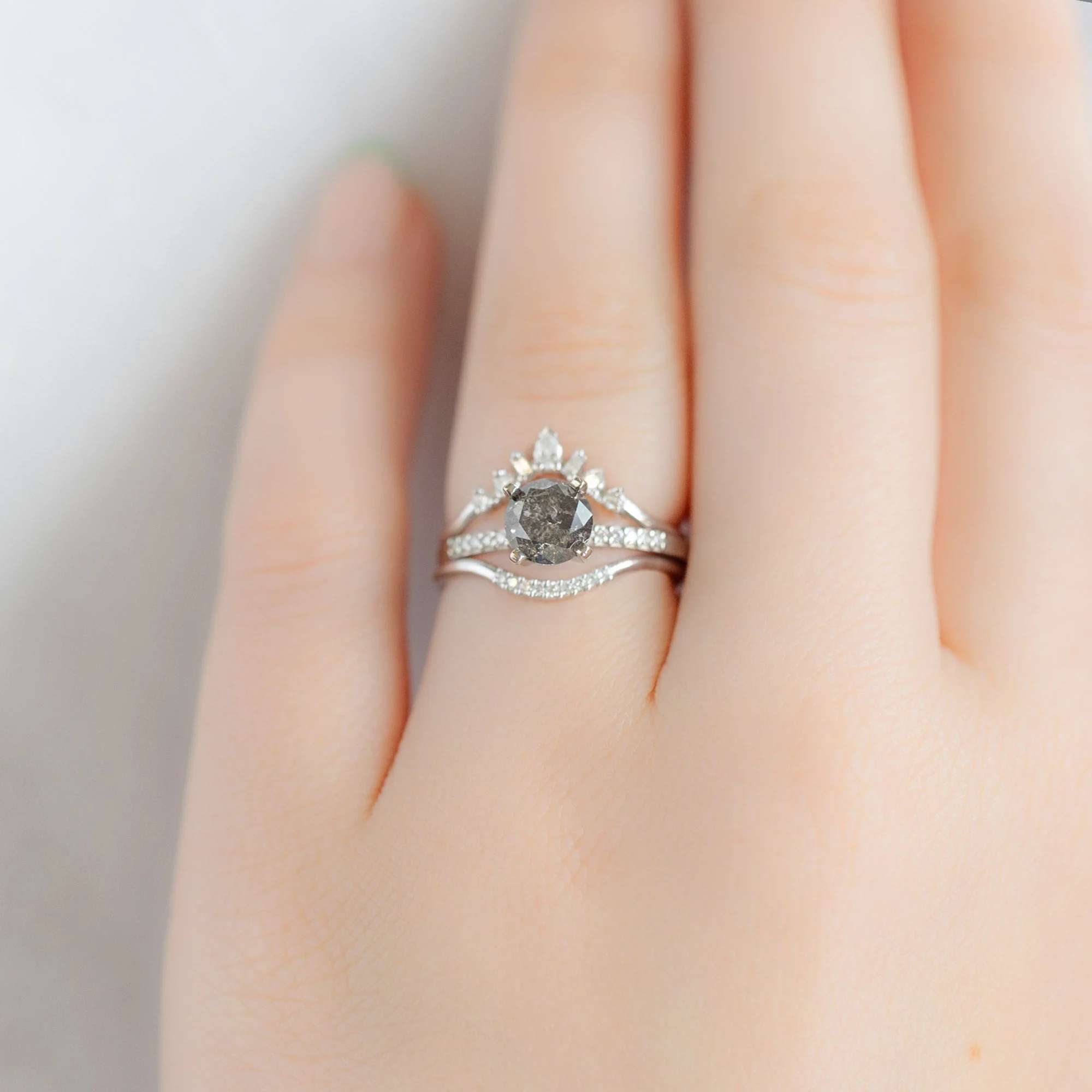 The Willow Ring | 1.05ct Round Salt and Pepper Diamond in 14K White Gold - Image 3