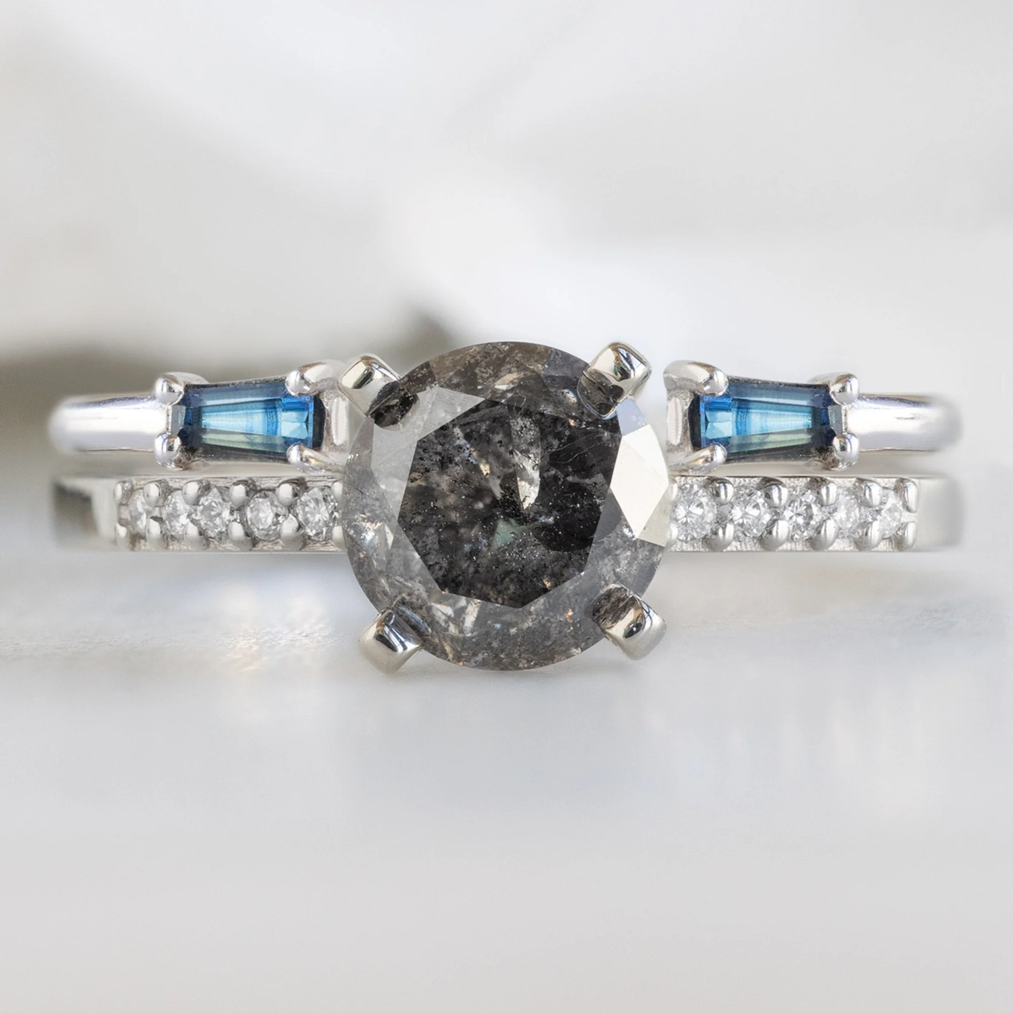 Design Your Own Custom | Round Salt and Pepper Diamond Engagement Ring - Image 7
